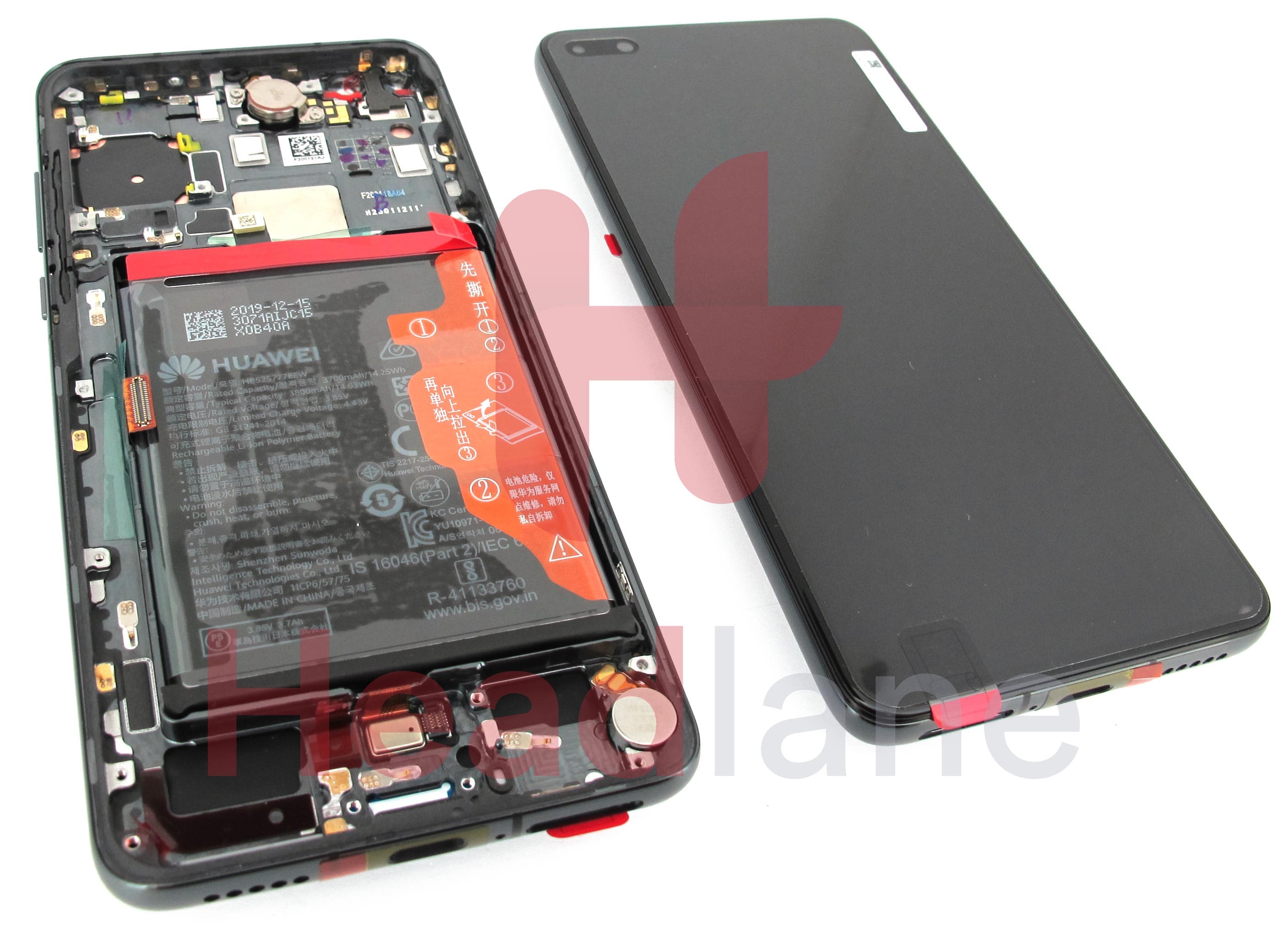 Huawei P40 LCD Display / Screen + Touch + Battery Assembly - Black - view 2
