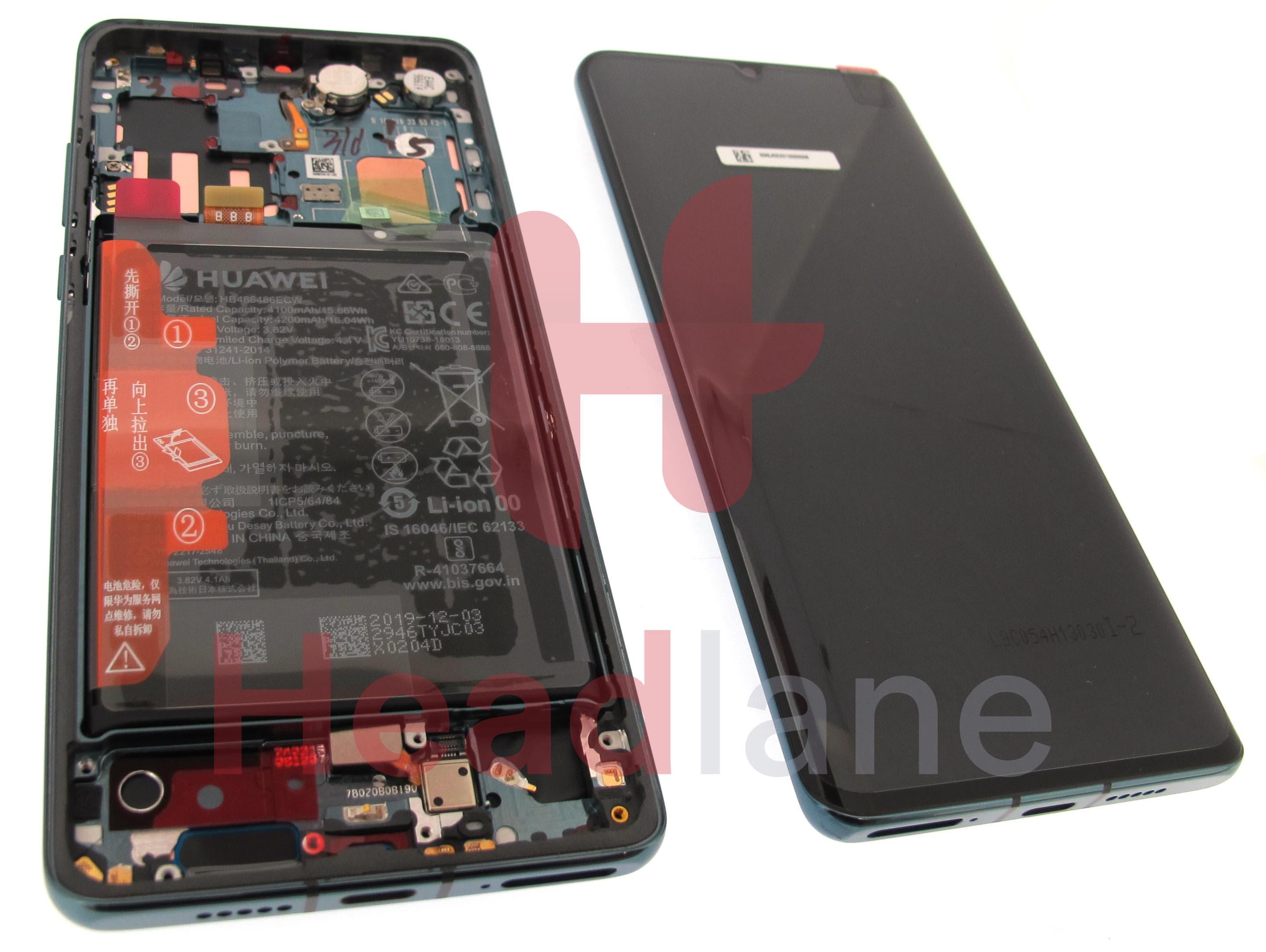 Huawei P30 Pro LCD Display / Screen + Touch + Battery - Mystic Blue - view 2