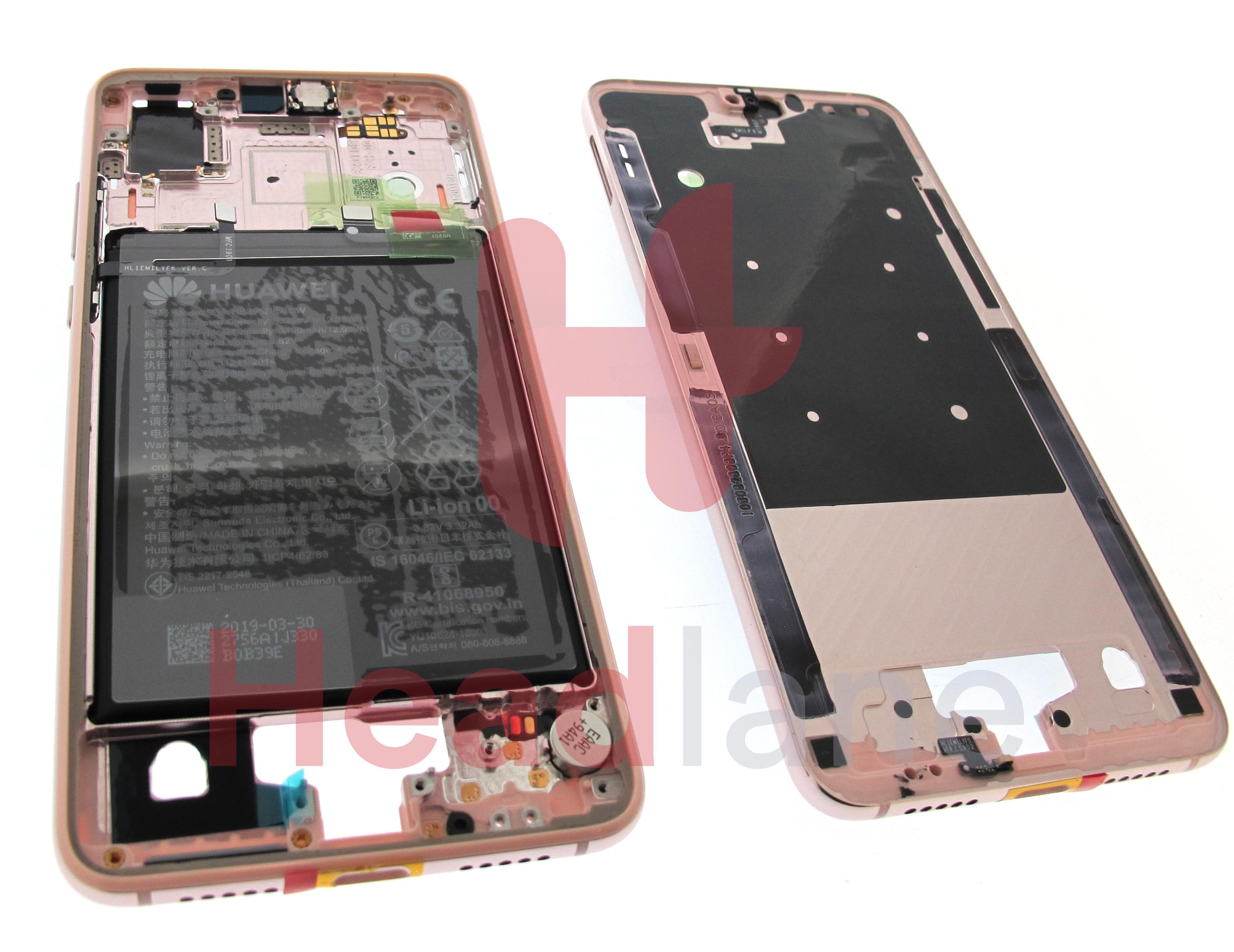 Huawei P20 Middle Cover / Chassis + Battery - Pink Gold - view 2