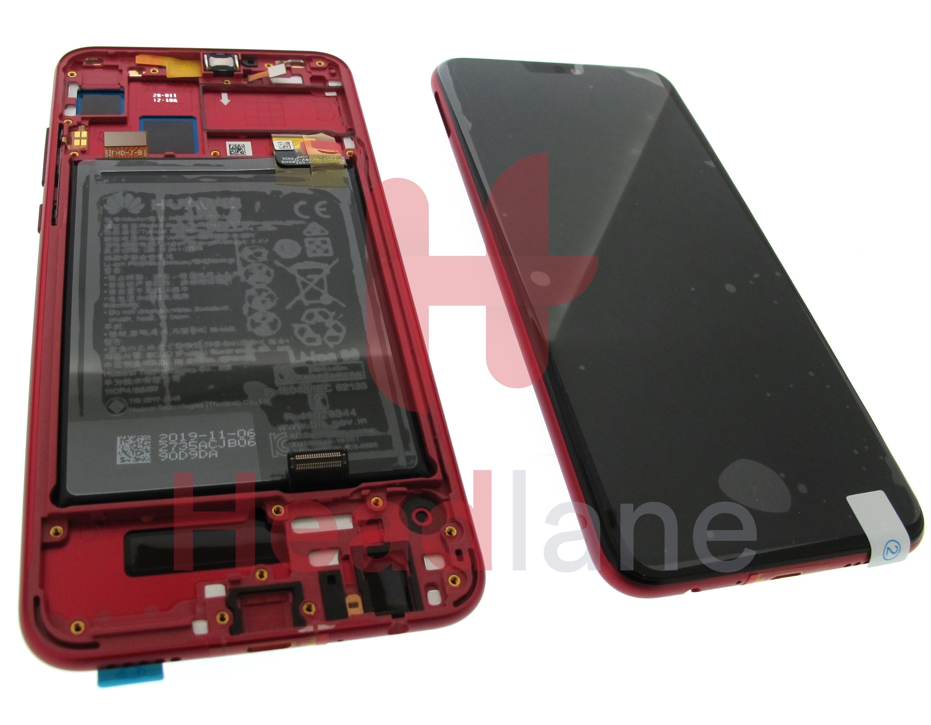 Huawei Honor 8X LCD Display / Screen + Touch + Battery Assembly - Red - view 2