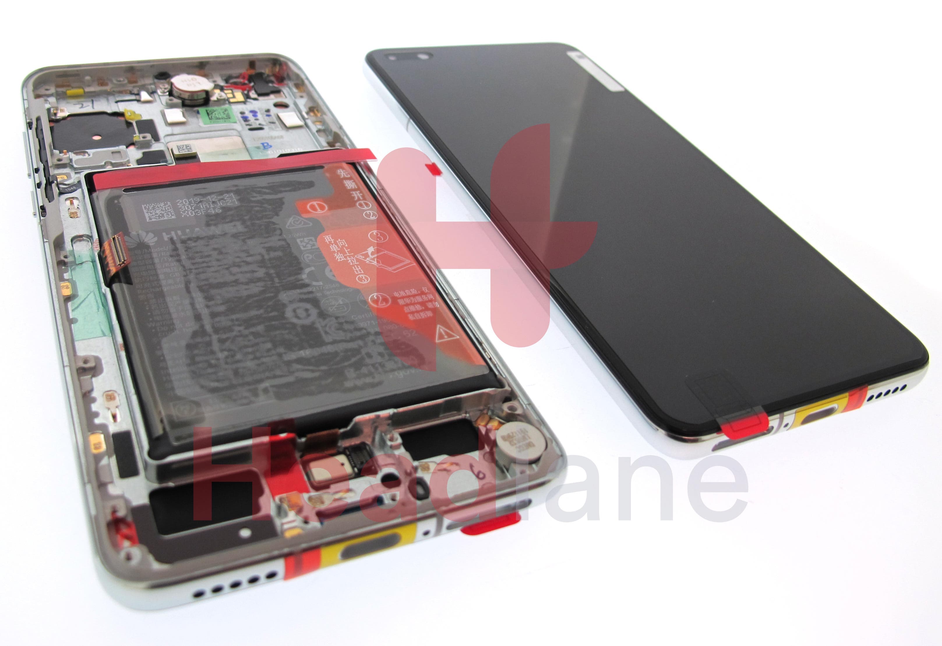 Huawei P40 LCD Display / Screen + Touch + Battery Assembly - Ice White - view 2