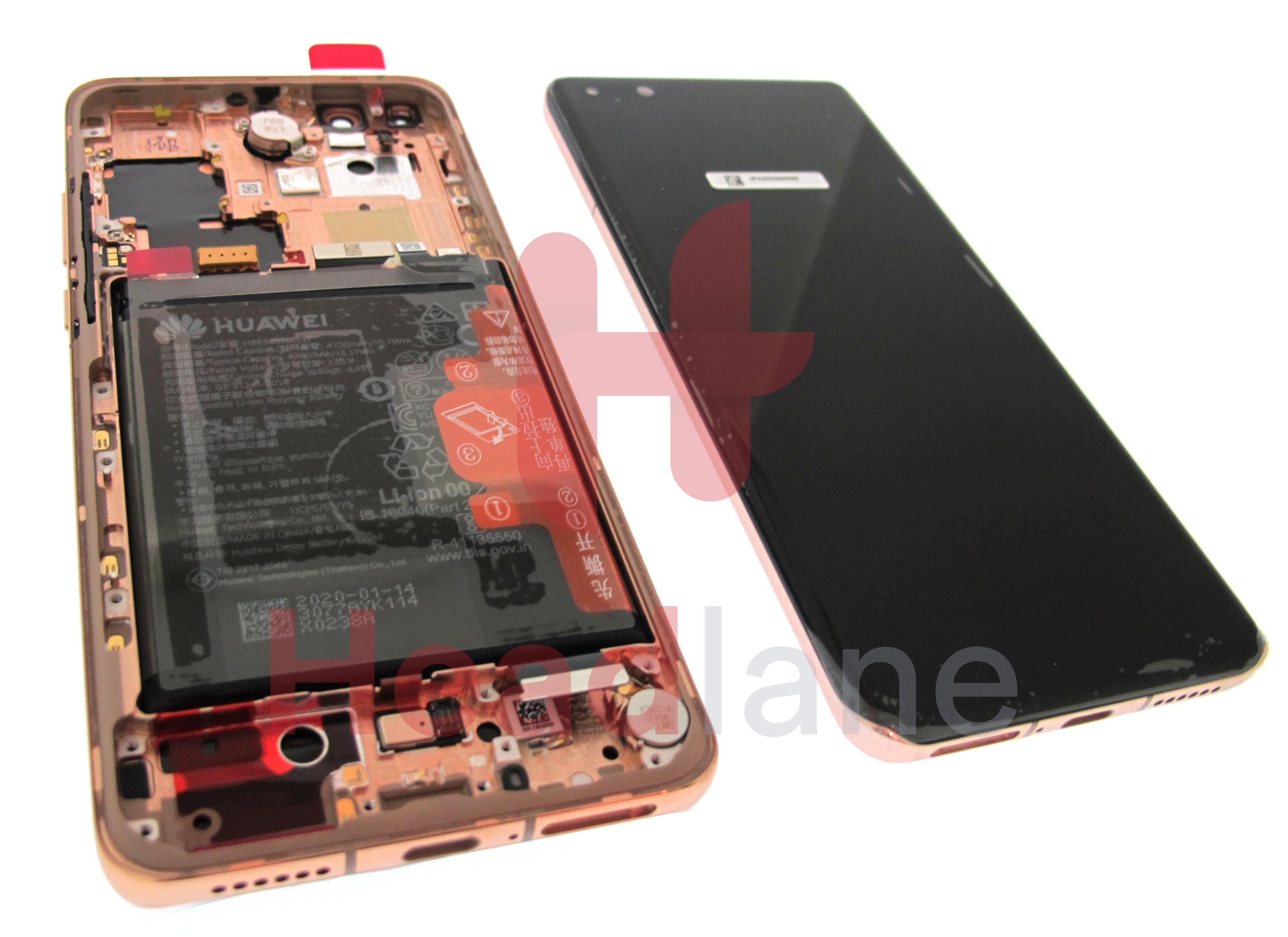 Huawei P40 Pro LCD Display / Screen + Touch + Battery Assembly - Blush Gold - view 2
