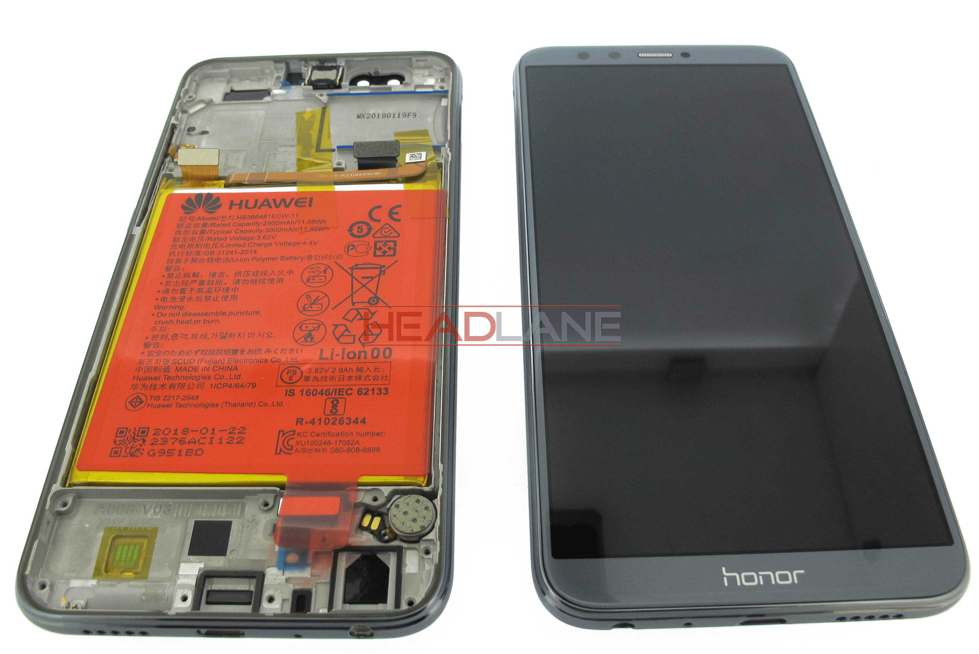 Huawei Honor 9 Lite LCD Display / Screen + Touch + Battery Assembly - Grey - view 2