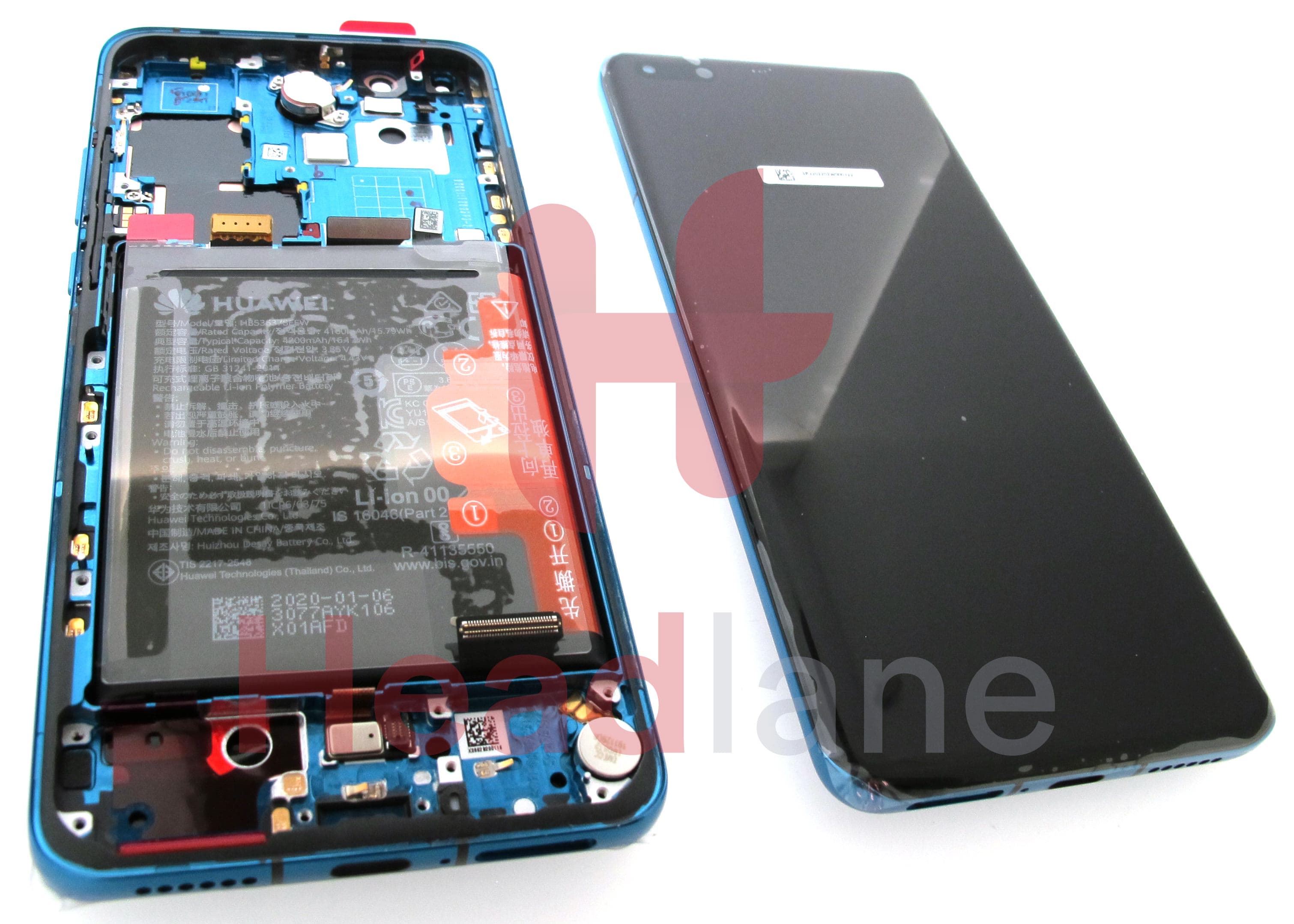 Huawei P40 Pro LCD Display / Screen + Touch + Battery Assembly - Deep Sea Blue - view 2