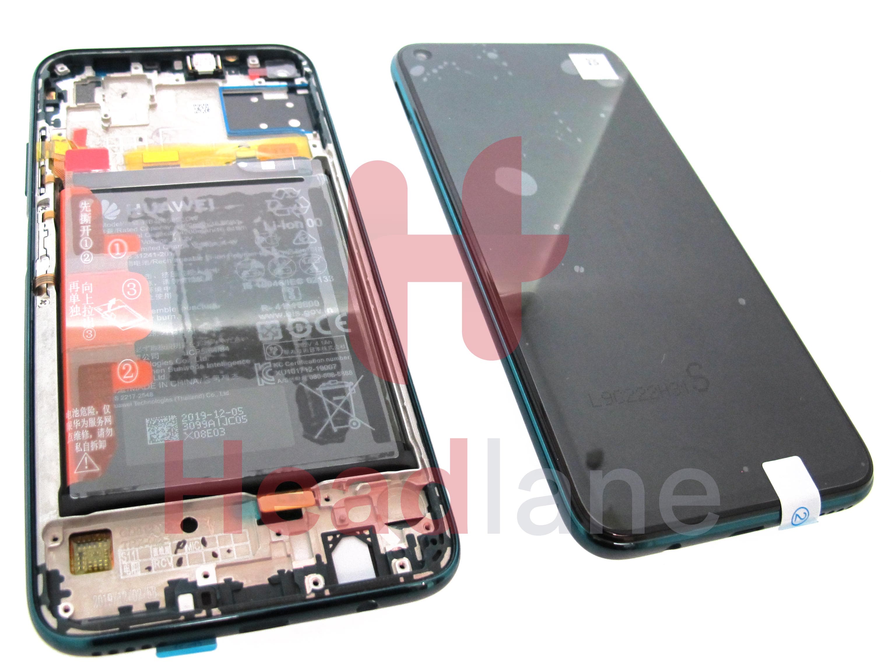 Huawei P40 Lite LCD Display / Screen + Touch + Battery Assembly - Crush Green - view 2