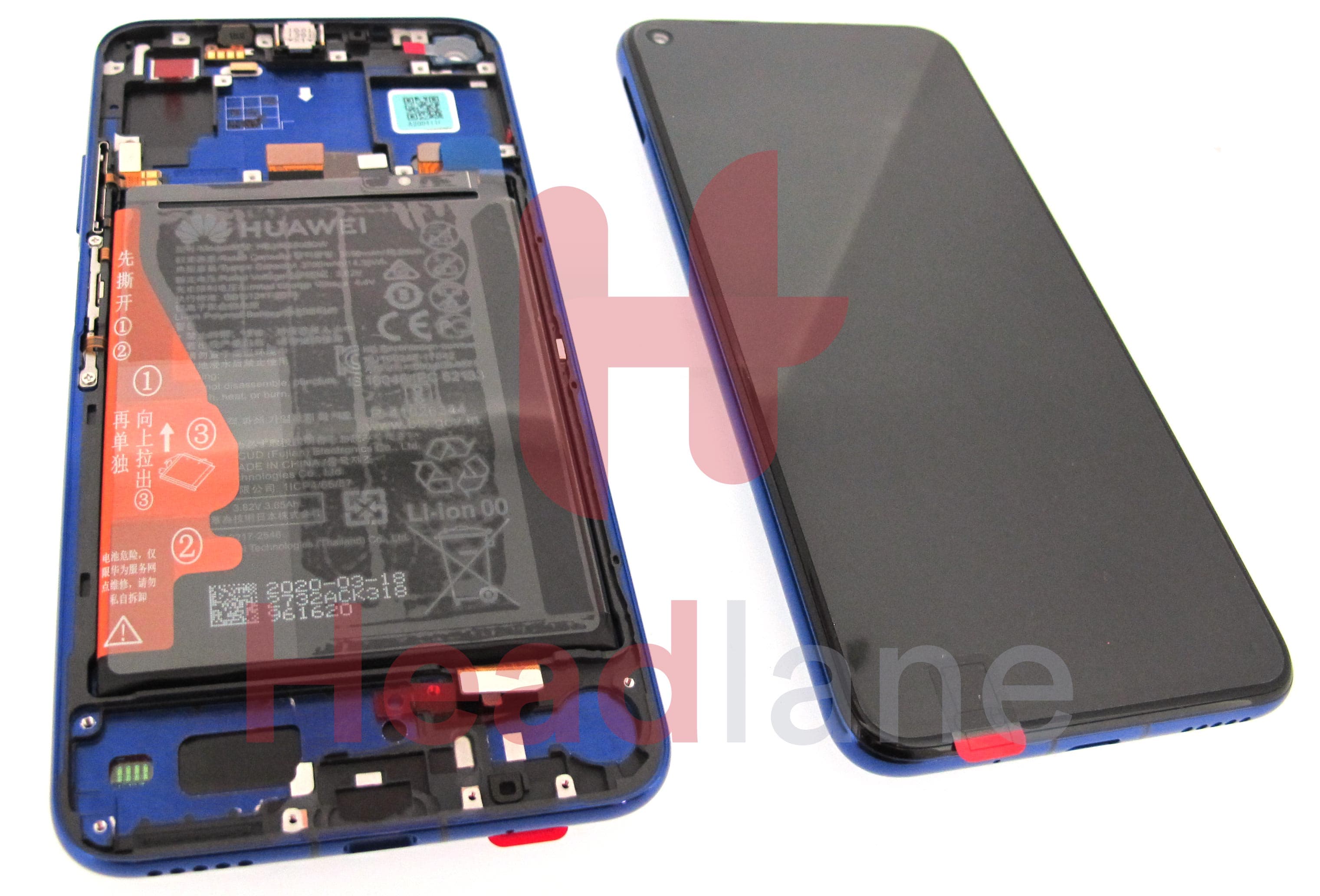 Huawei Nova 5T LCD Display / Screen + Touch + Battery - Purple - view 2