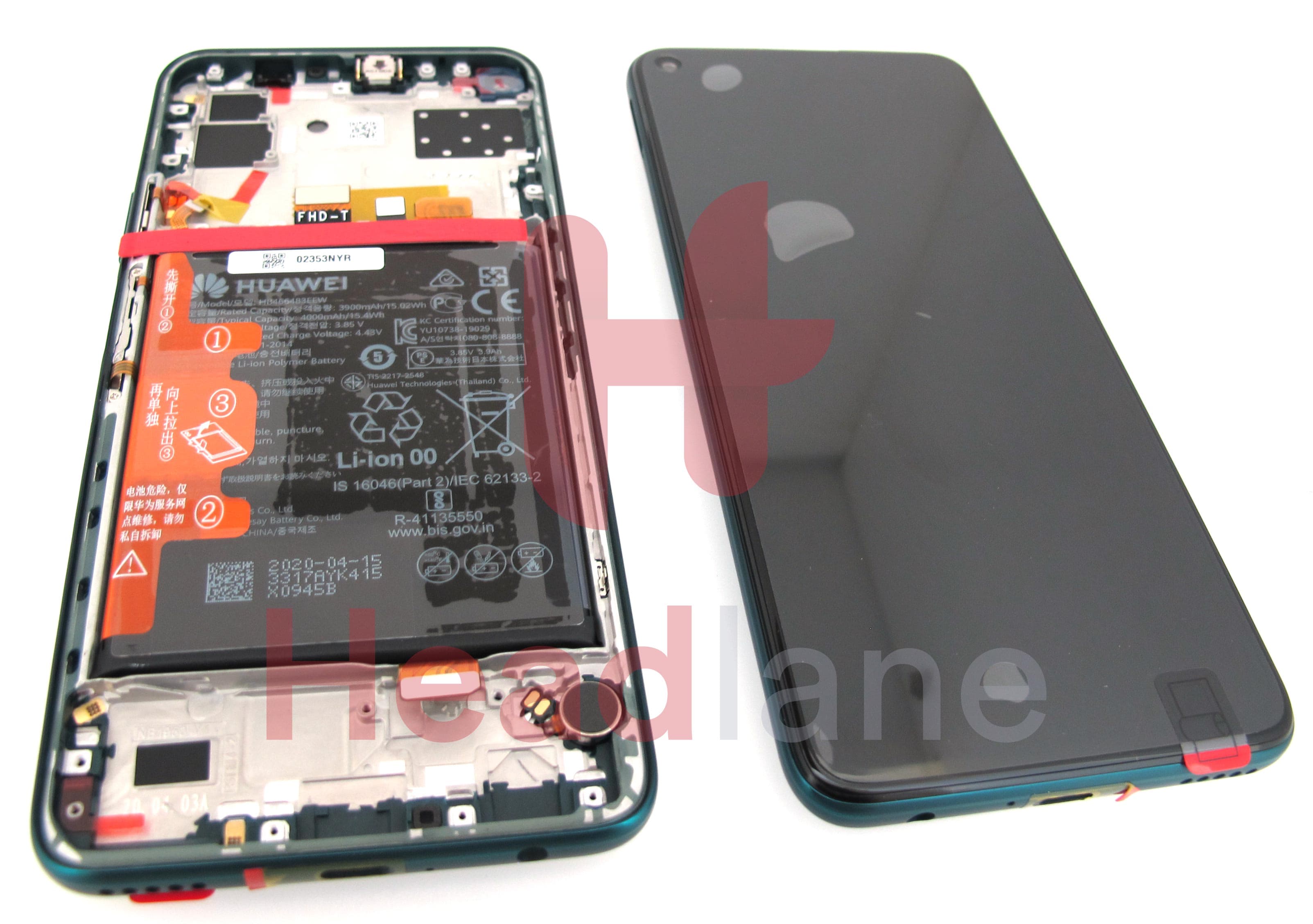 Huawei P40 Lite 5G LCD Display / Screen + Touch + Battery Assembly - Crush Green - view 2