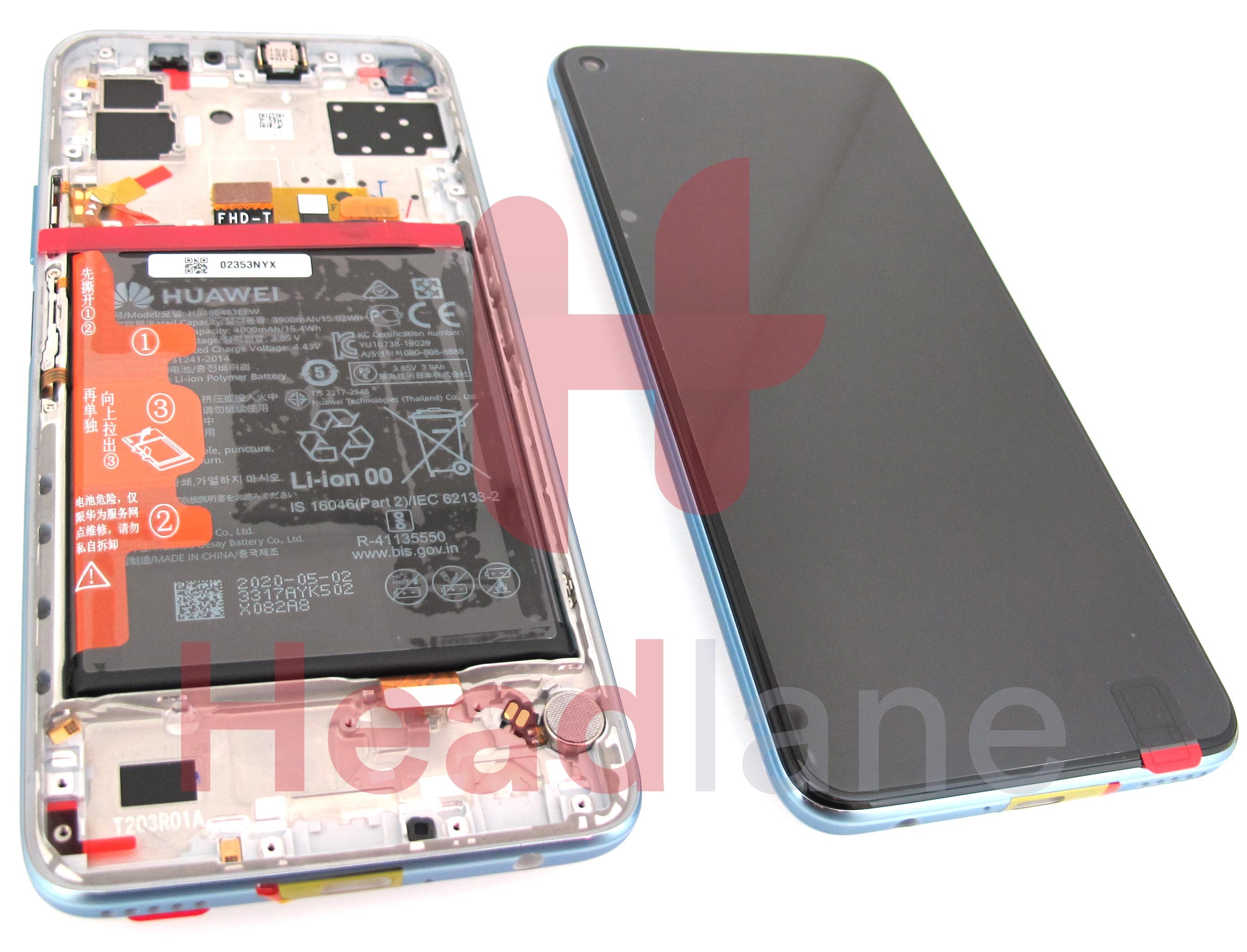 Huawei P40 Lite 5G LCD Display / Screen + Touch + Battery Assembly - Space Silver - view 2