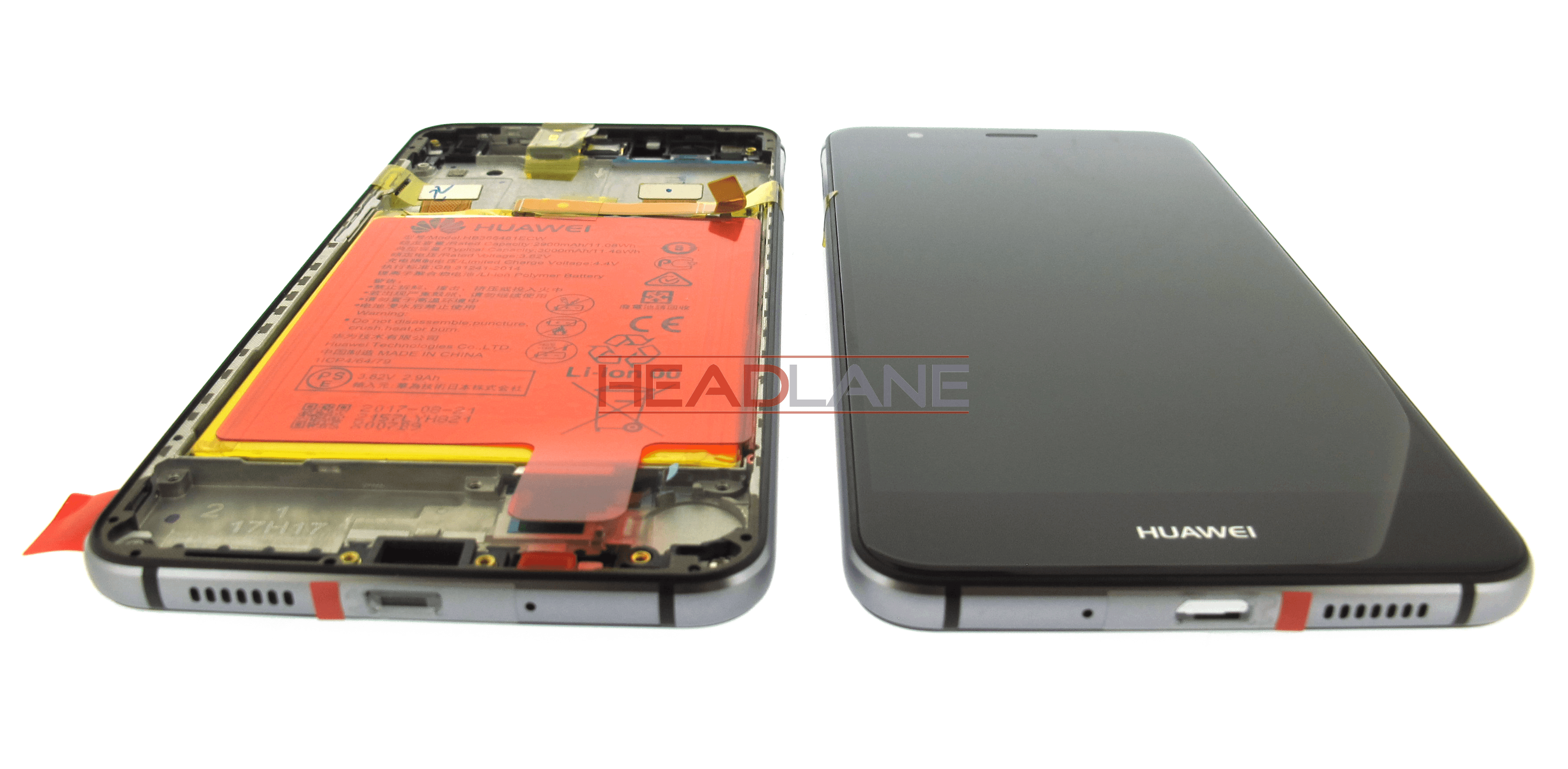 Huawei P10 Lite LCD Display / Screen + Touch + Battery Assembly - Black - view 2