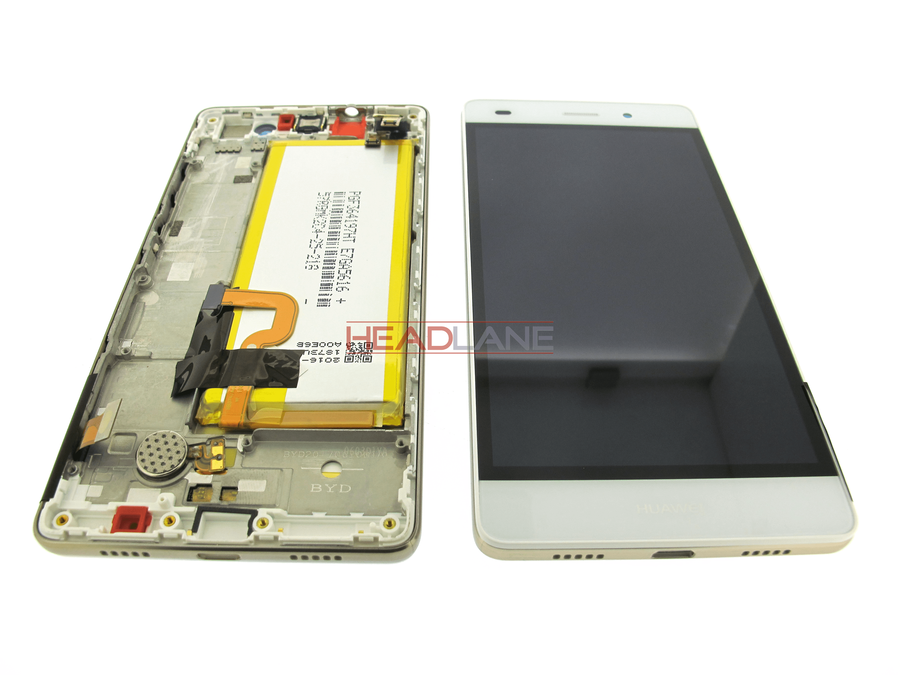 Huawei P8 Lite LCD Display / Screen + Touch Assembly + Battery - White - view 2