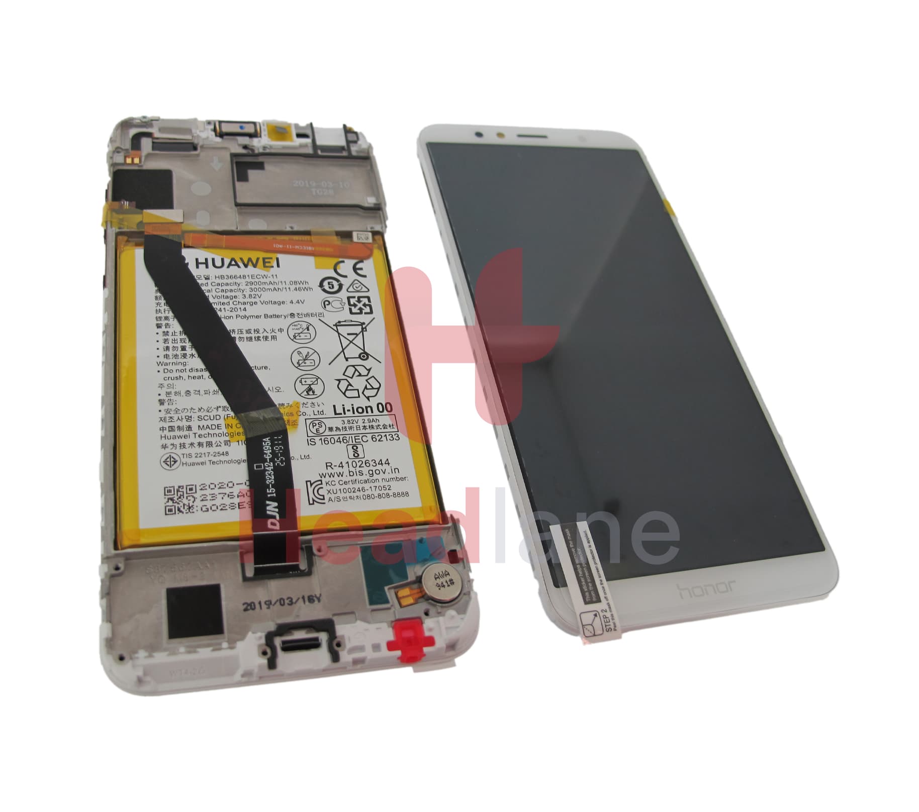 Huawei Honor 7A LCD Display / Screen + Touch + Battery - White - view 2