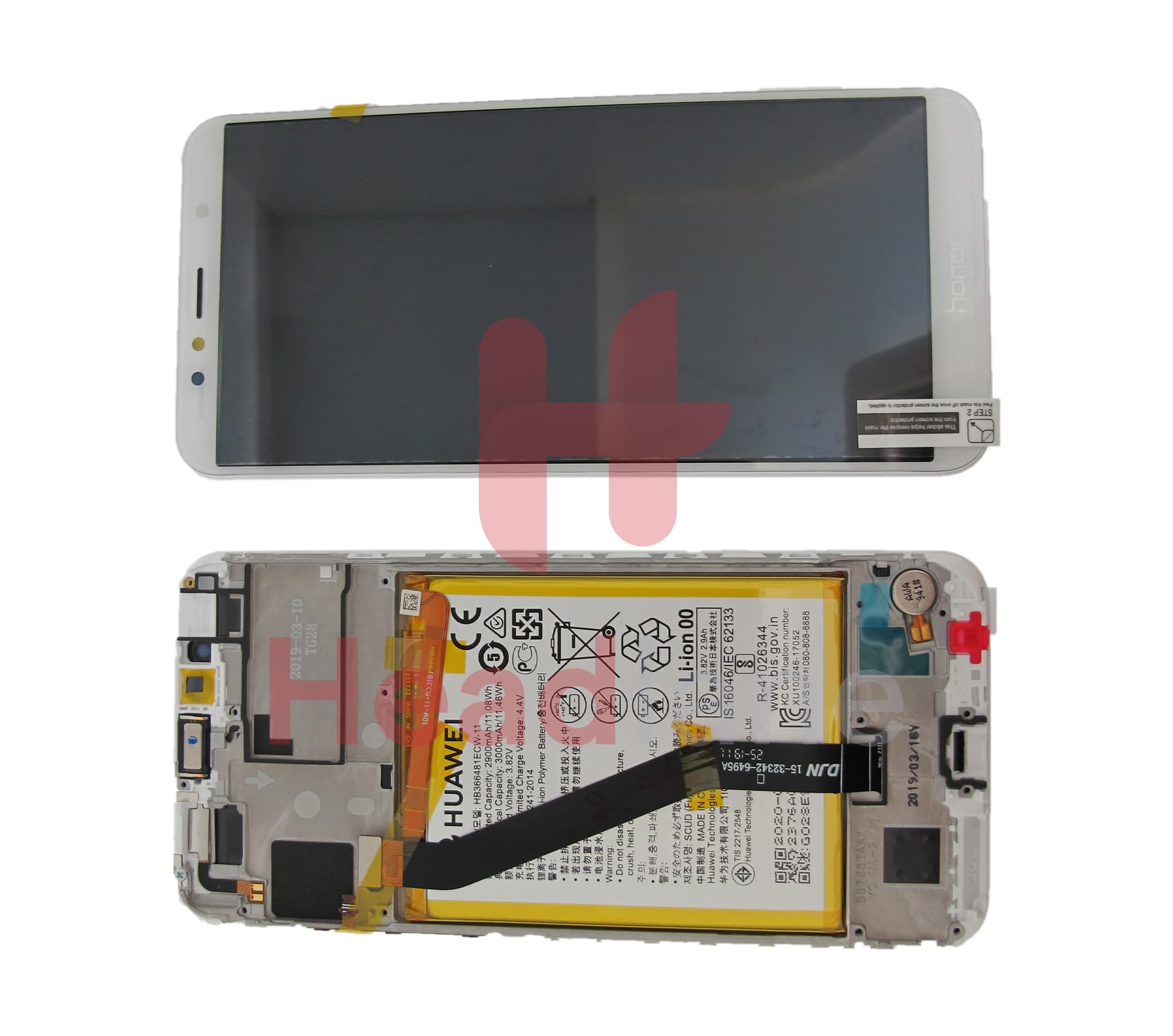 Huawei Honor 7A LCD Display / Screen + Touch + Battery - White - view 3