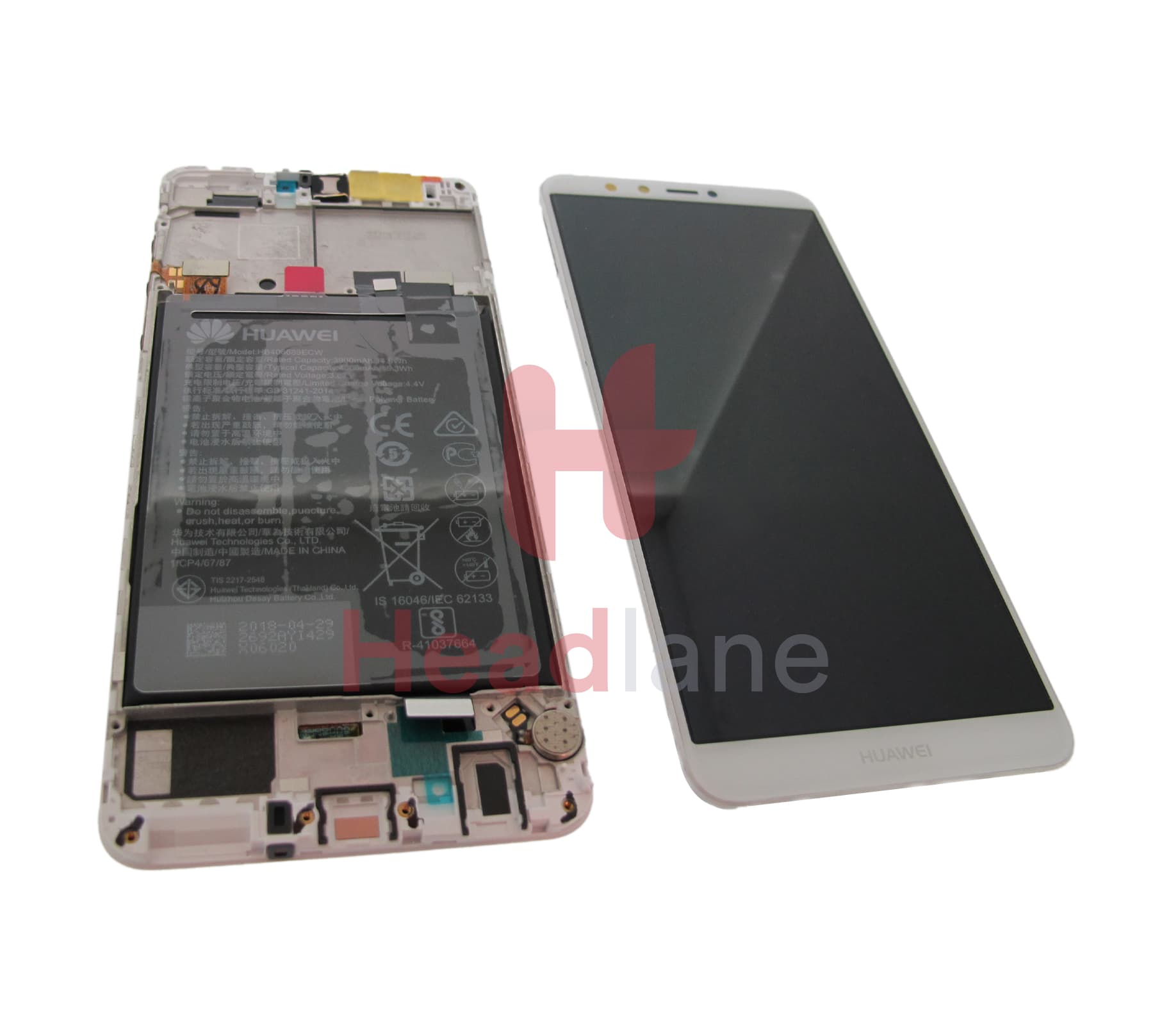 Huawei Y9 (2018) LCD Display / Screen + Touch + Battery - White - view 3