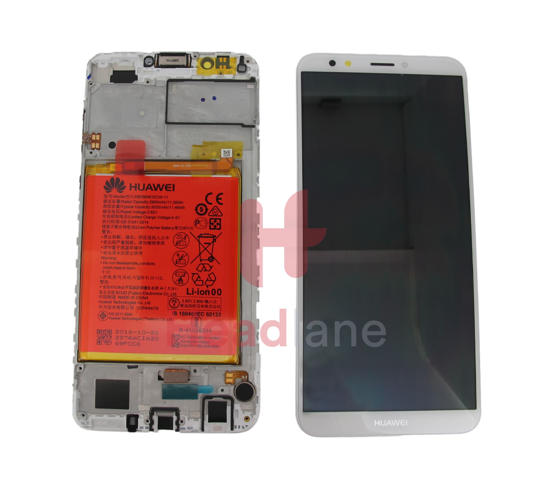 Huawei Y7 (2018) LCD Display / Screen + Touch + Battery Assembly - White - view 3