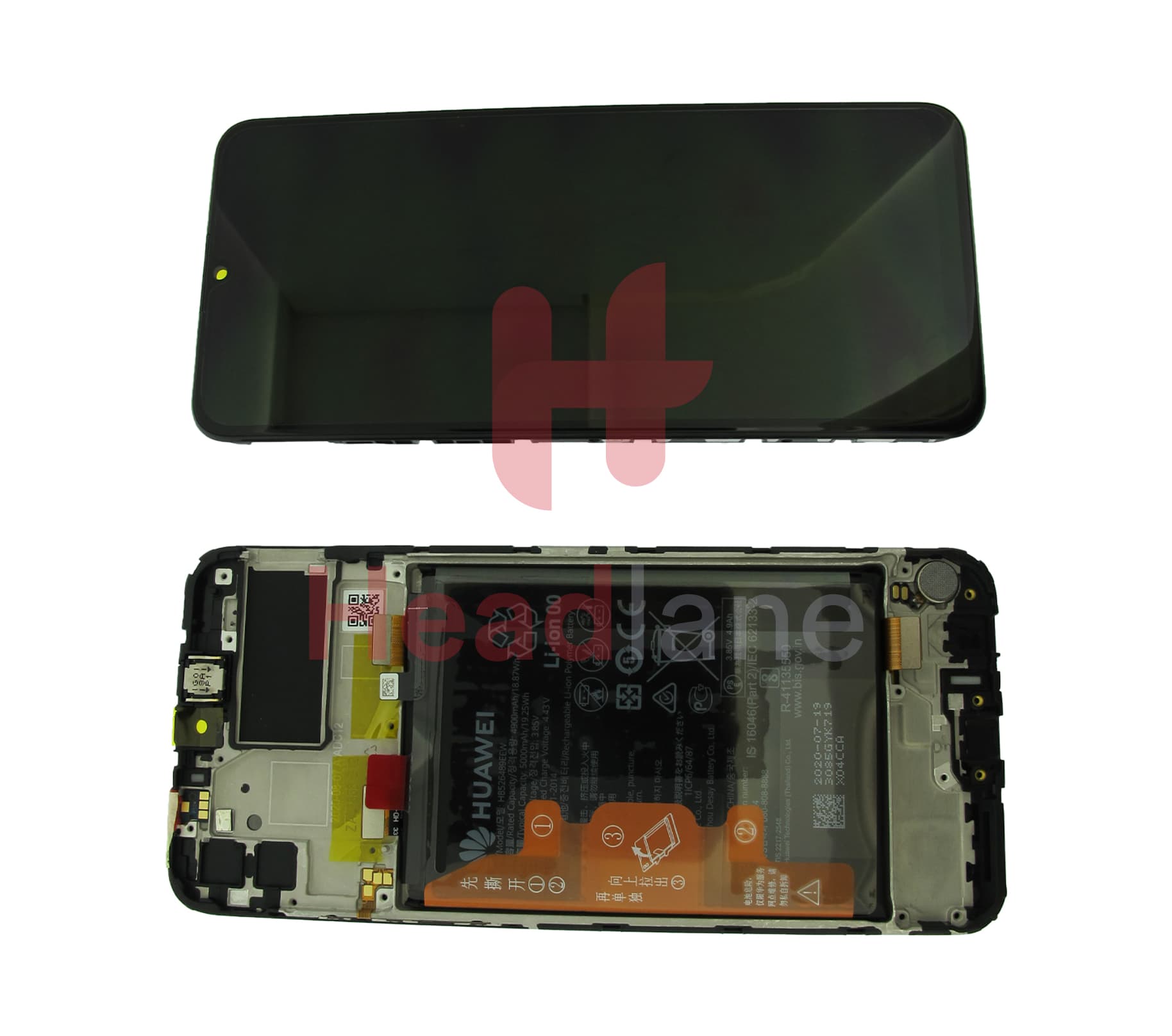 Huawei Y6p / Honor 9A LCD Display / Screen + Touch + Battery - Black - view 3