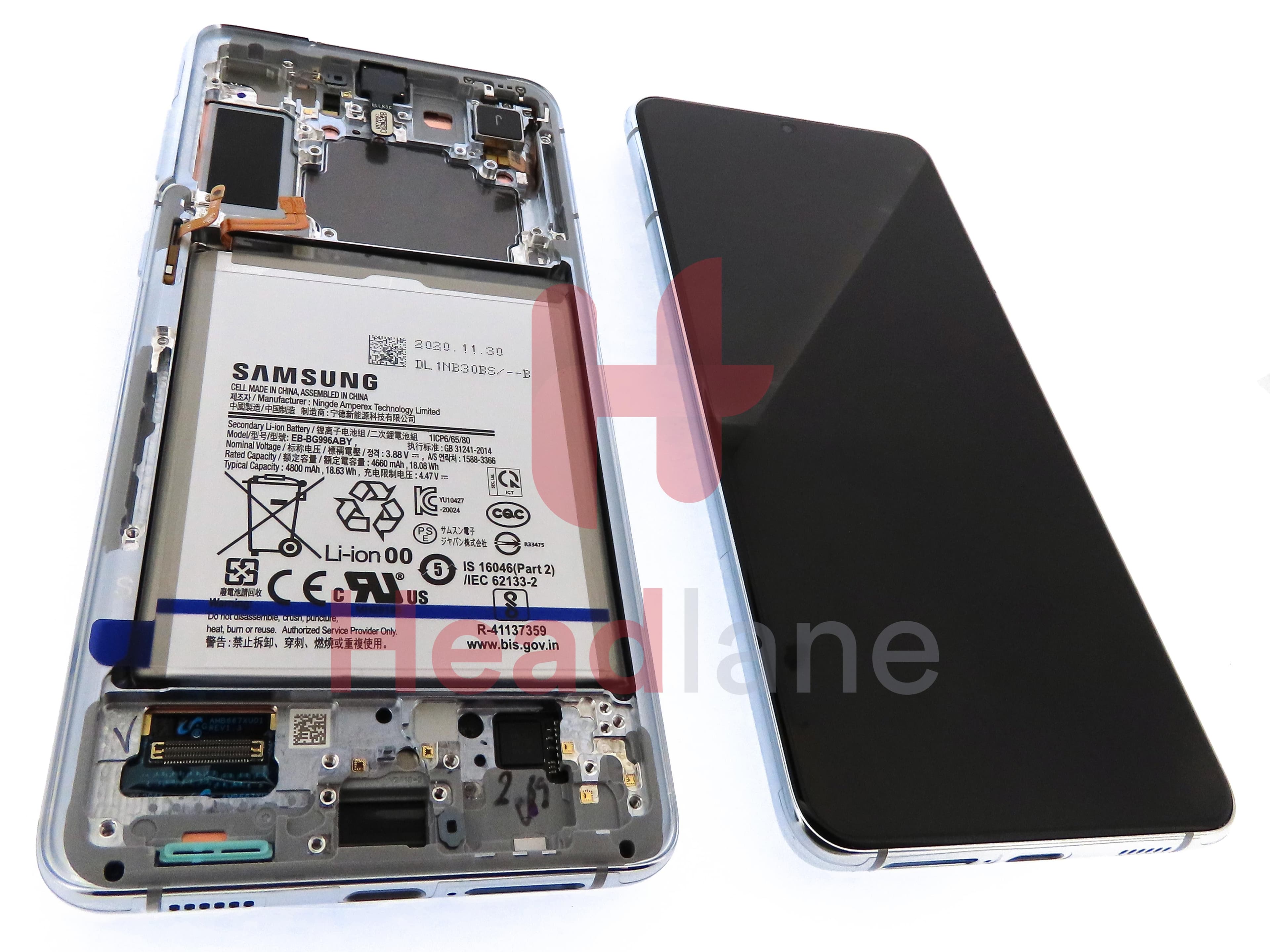 Samsung SM-G996 Galaxy S21+ 5G LCD Display / Screen + Touch + Battery - Phantom Silver - view 2