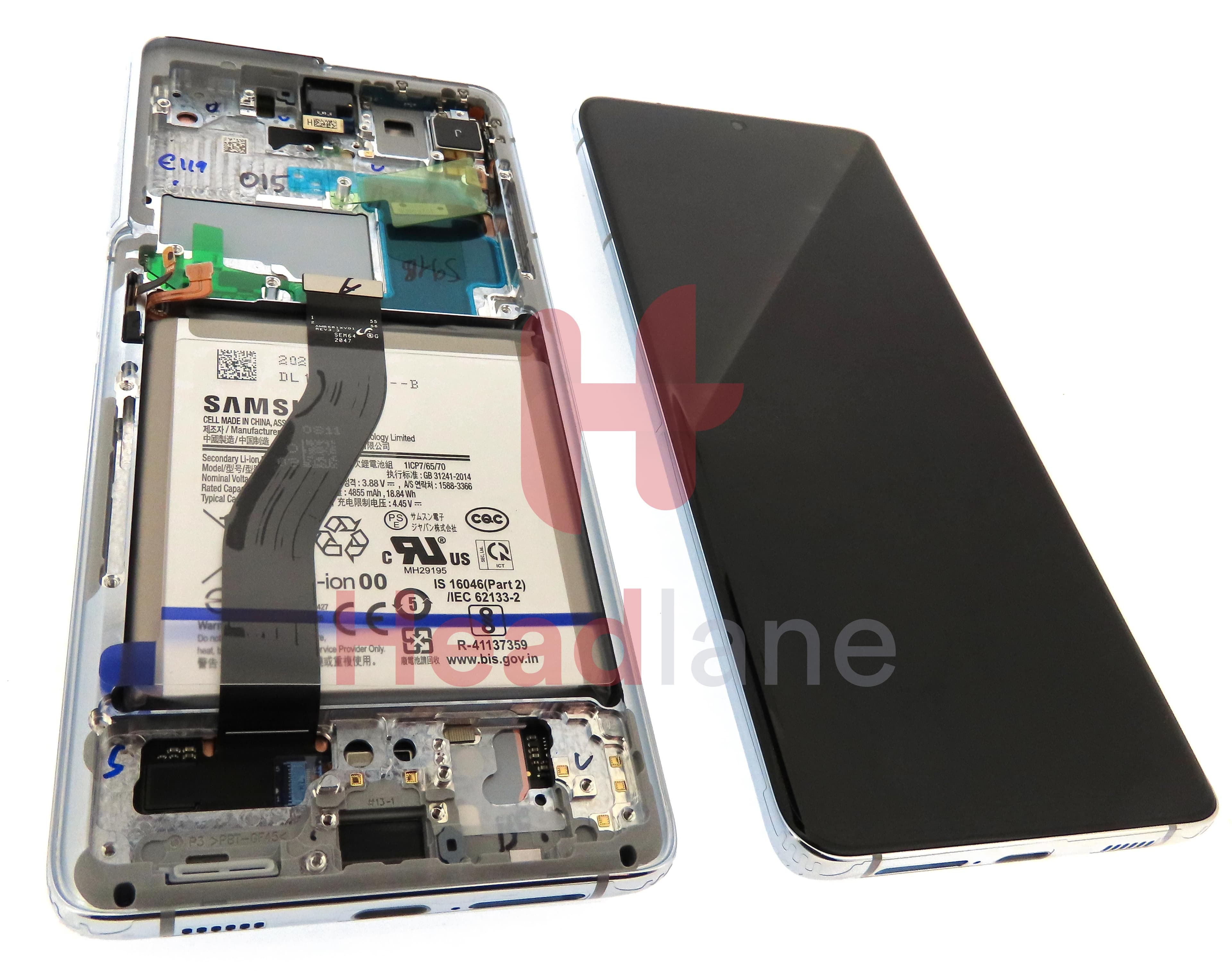 Samsung SM-G998 Galaxy S21 Ultra 5G LCD Display / Screen + Touch + Battery - Phantom Silver - view 2