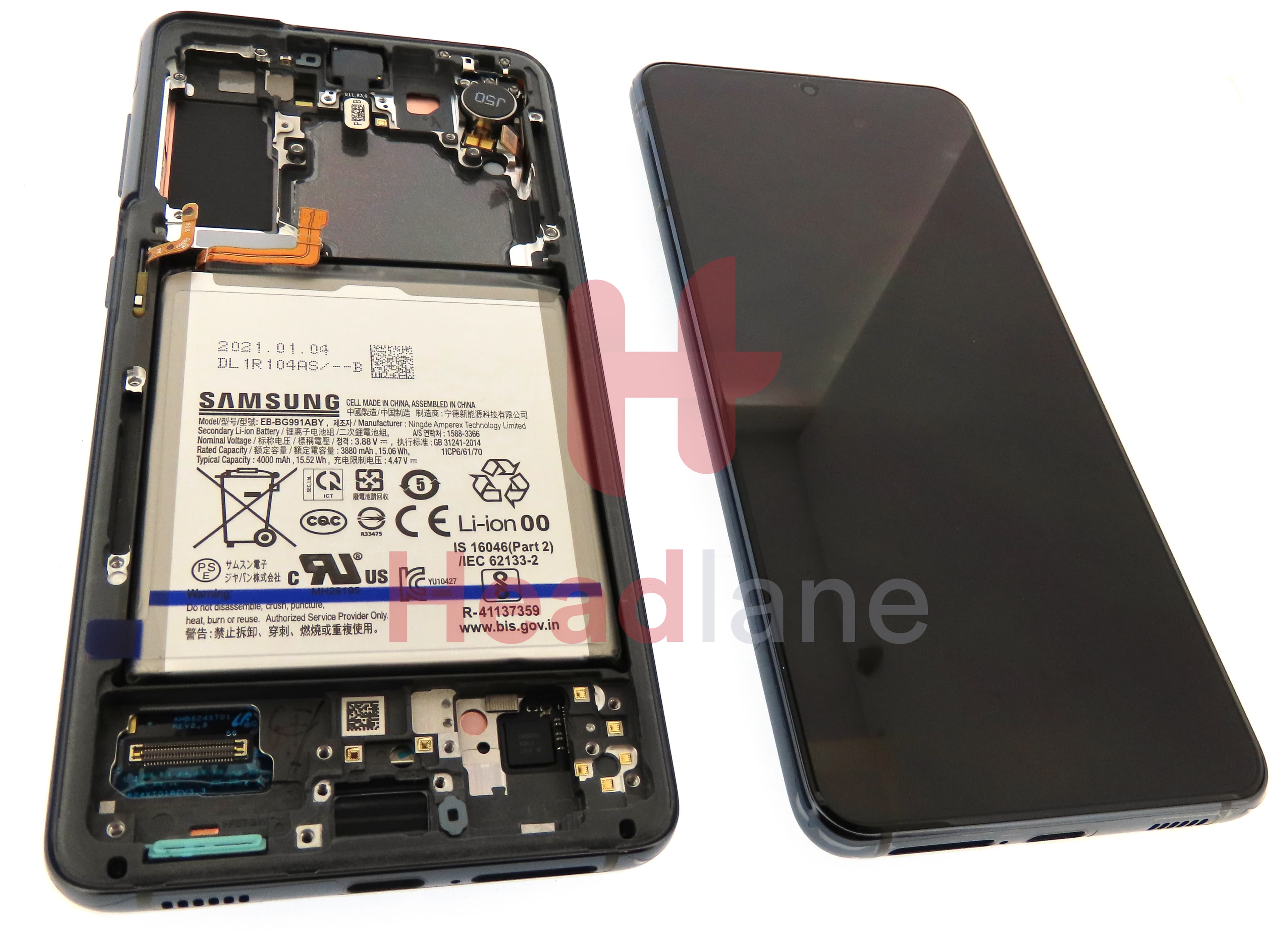 Samsung SM-G991 Galaxy S21 5G LCD Display / Screen + Touch + Battery - Phantom Grey - view 2