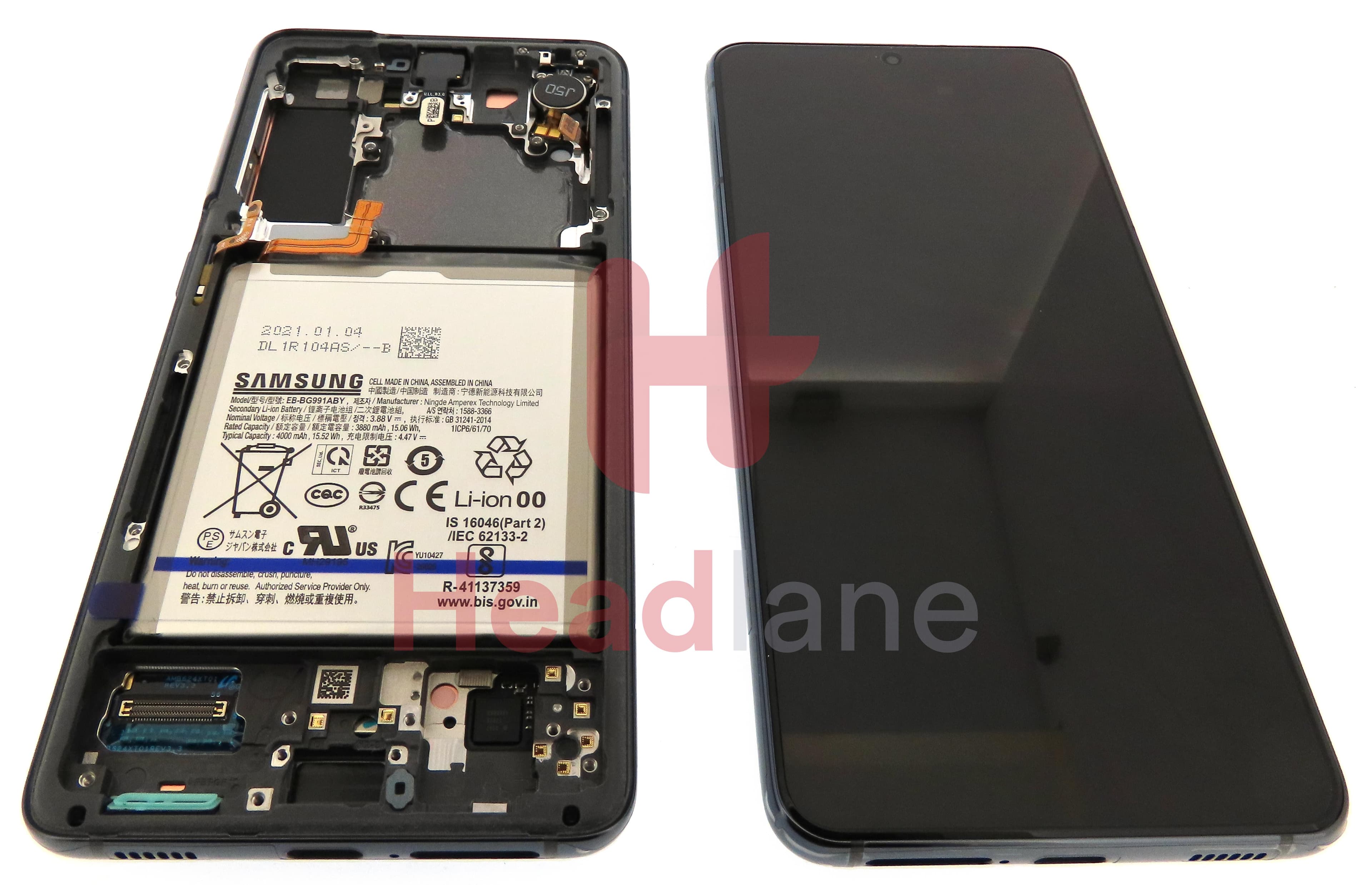 Samsung SM-G991 Galaxy S21 5G LCD Display / Screen + Touch + Battery - Phantom Grey - view 3