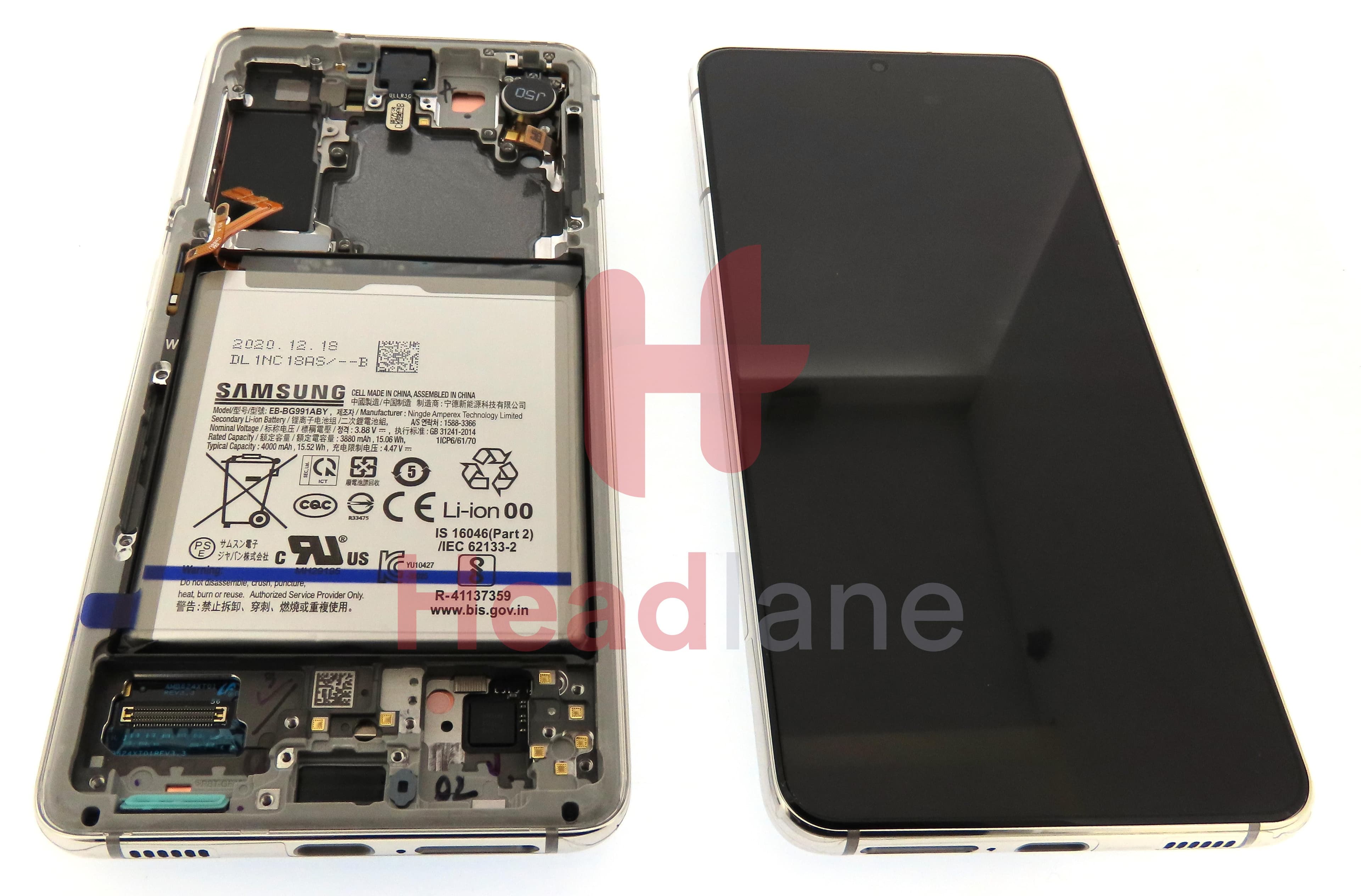 Samsung SM-G991 Galaxy S21 5G LCD Display / Screen + Touch + Battery - Phantom White - view 3