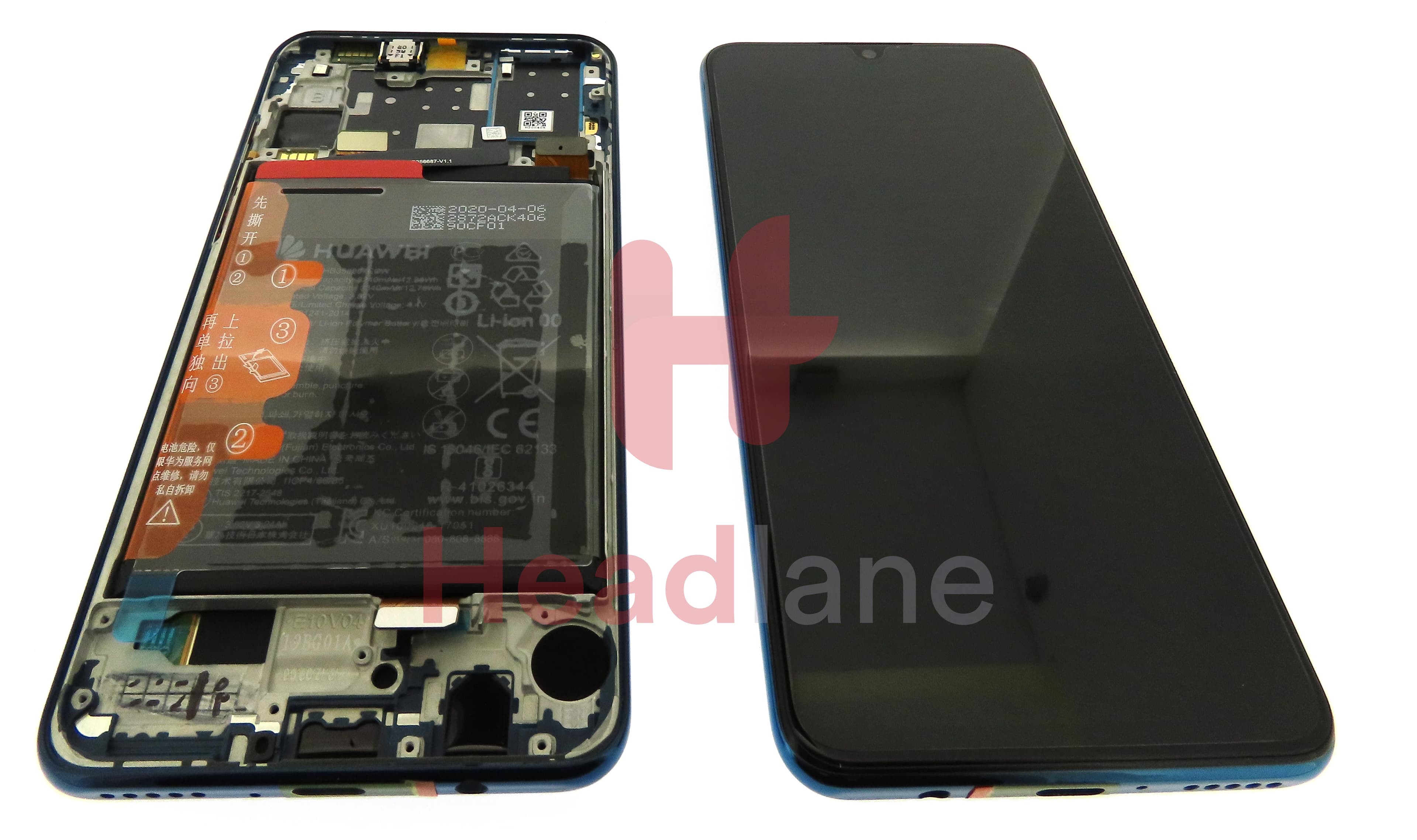 Huawei P30 Lite (New Edition) (MAR-LX1B) LCD Display / Screen + Touch + Battery Assembly - Blue - view 3