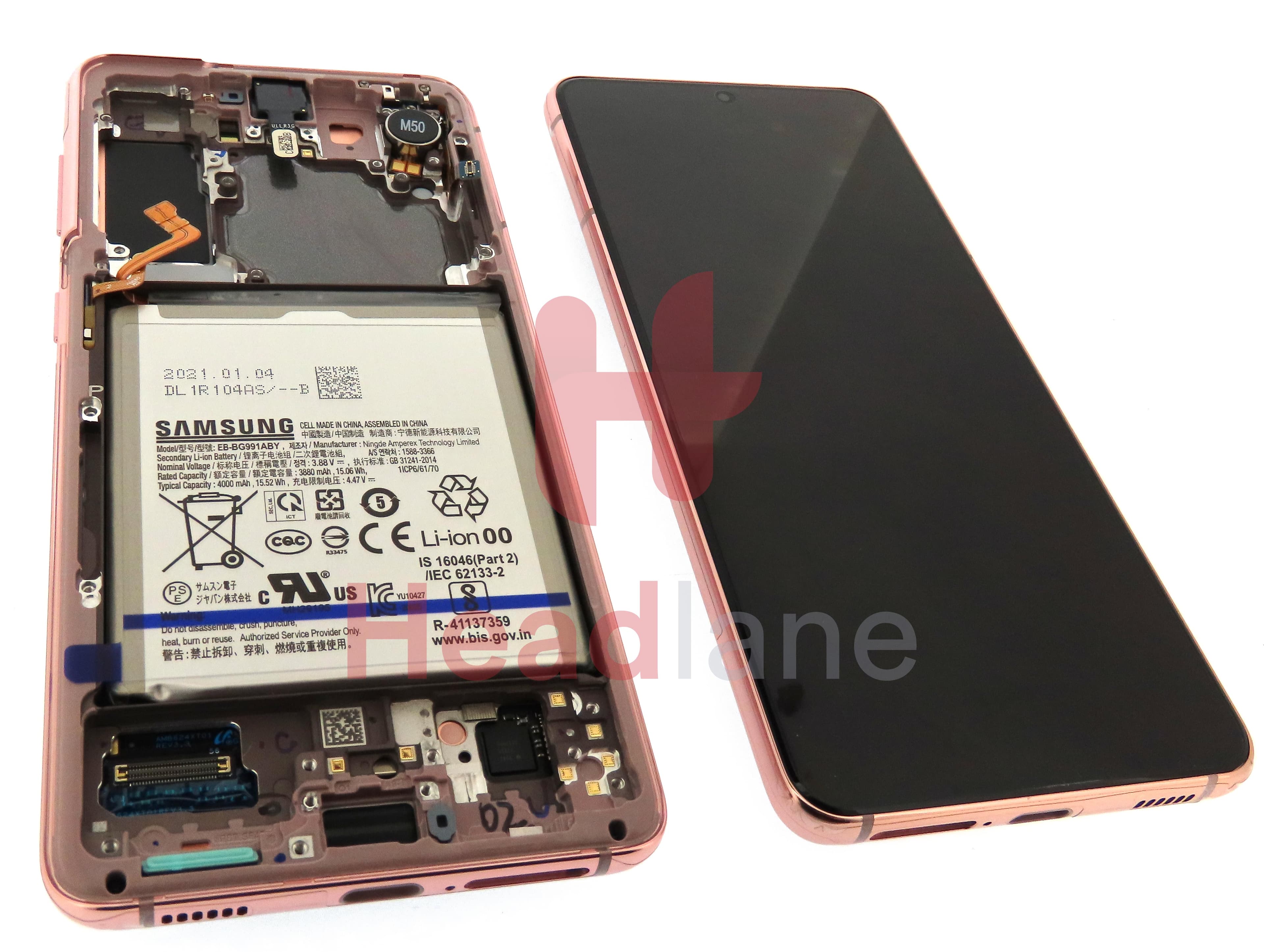 Samsung SM-G991 Galaxy S21 5G LCD Display / Screen + Touch + Battery - Phantom Pink - view 2