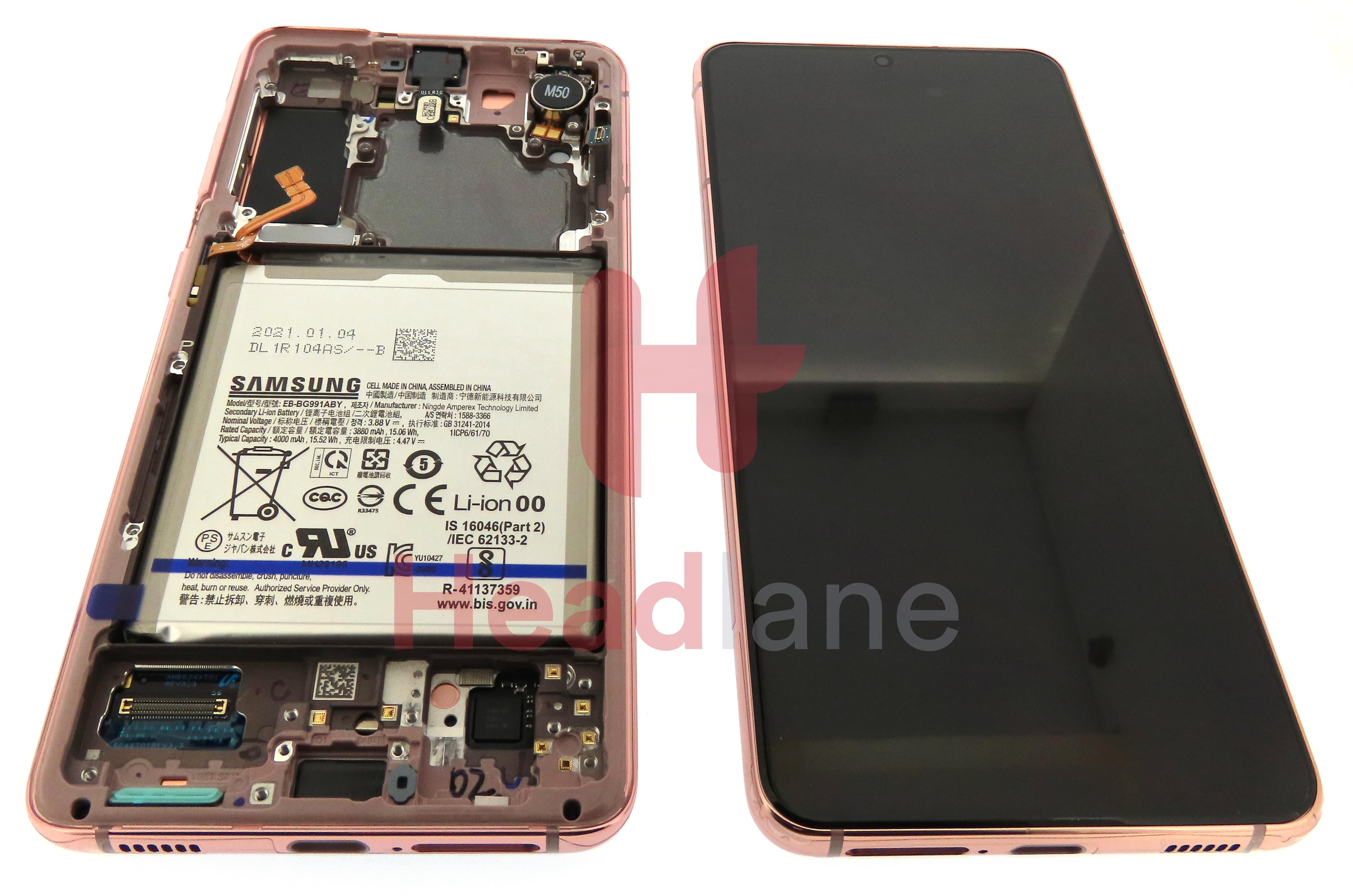 Samsung SM-G991 Galaxy S21 5G LCD Display / Screen + Touch + Battery - Phantom Pink - view 3