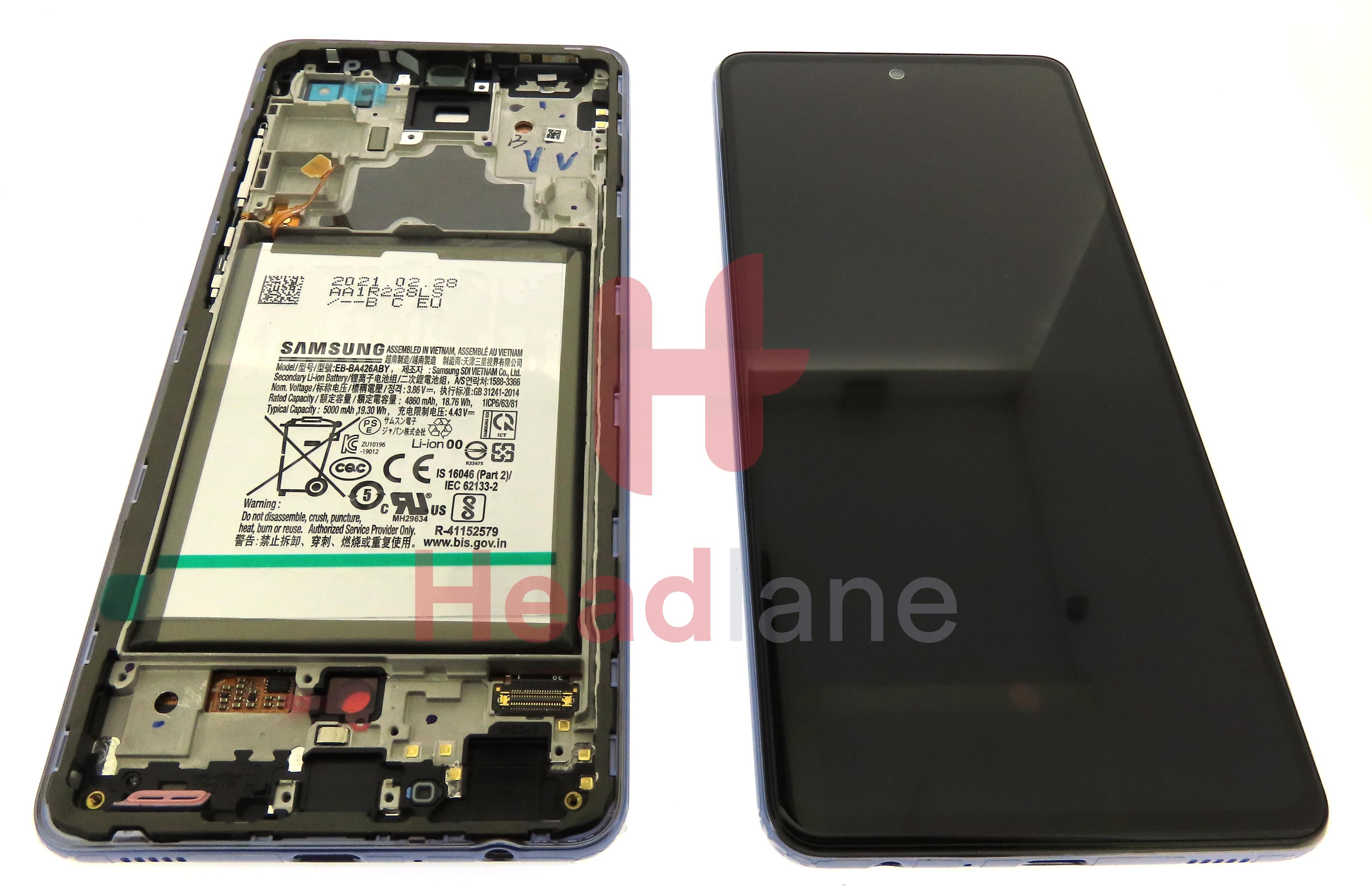 Samsung SM-A725 Galaxy A72 4G LCD Display / Screen + Touch + Battery - Violet - view 3