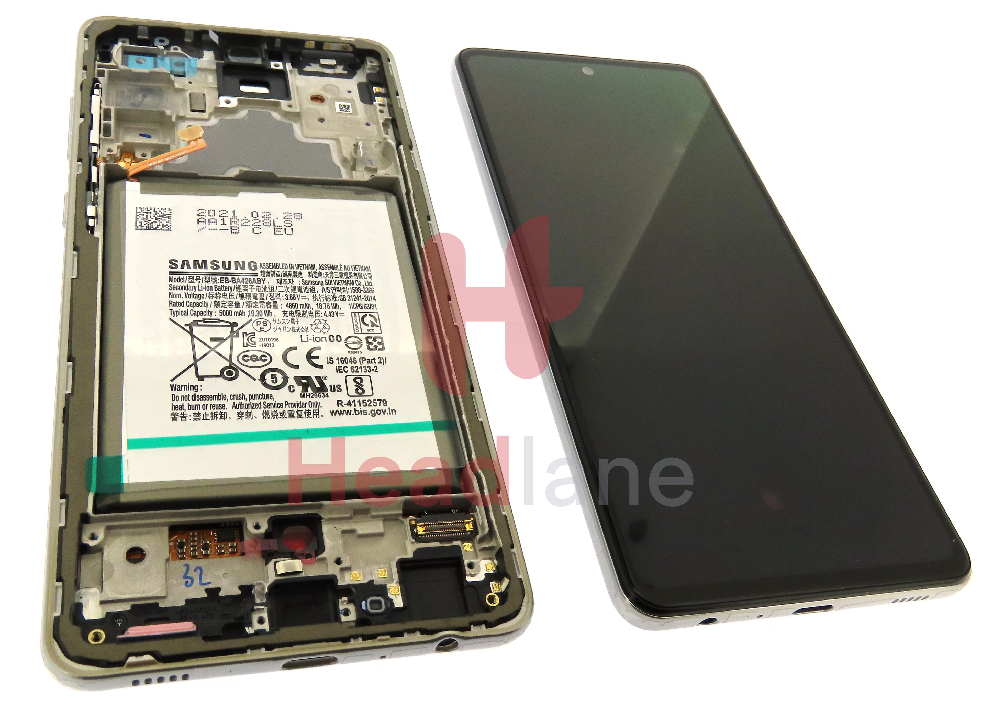 Samsung SM-A725 Galaxy A72 4G LCD Display / Screen + Touch + Battery - White - view 2