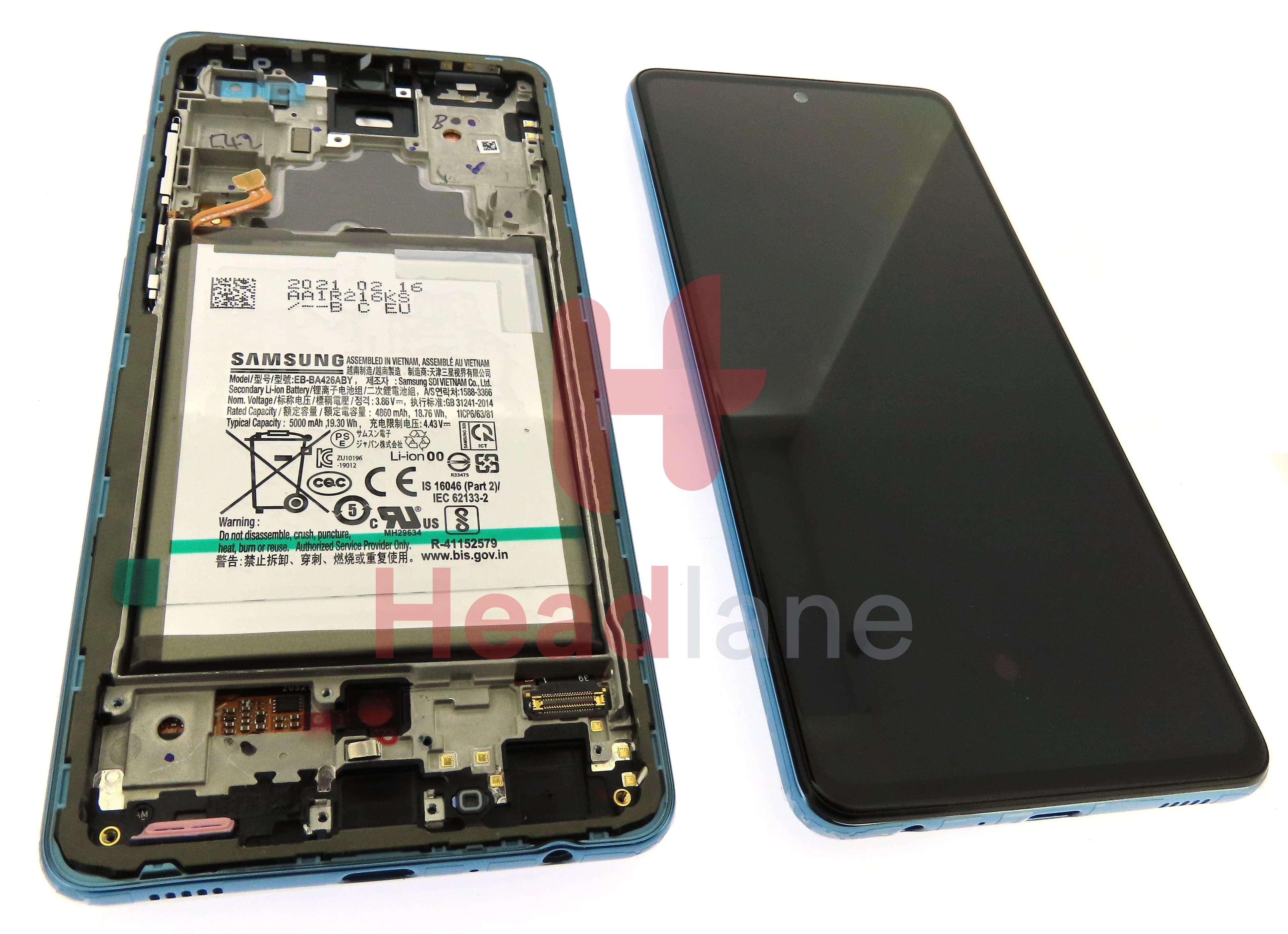 Samsung SM-A725 Galaxy A72 4G LCD Display / Screen + Touch + Battery - Blue - view 2