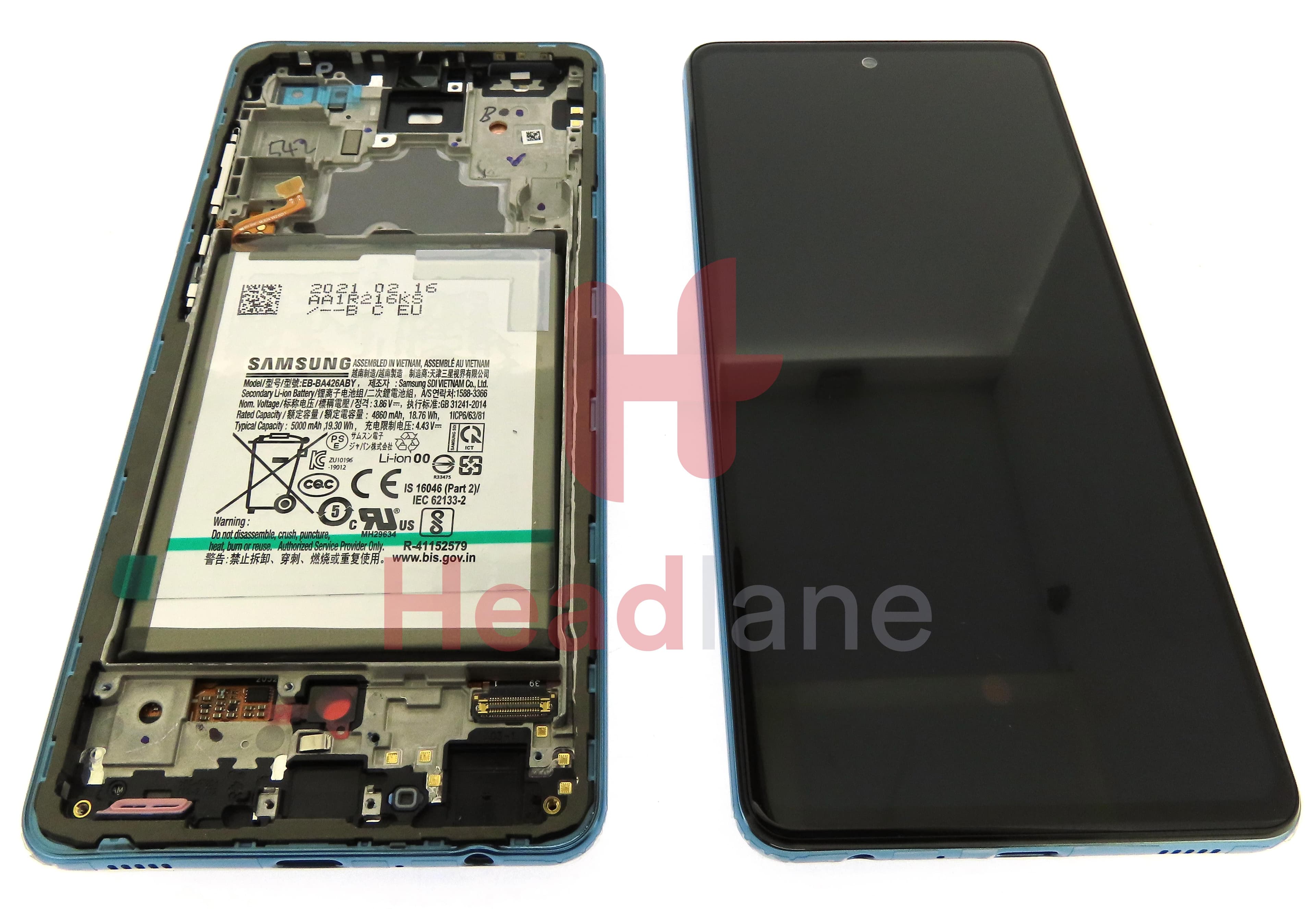 Samsung SM-A725 Galaxy A72 4G LCD Display / Screen + Touch + Battery - Blue - view 3