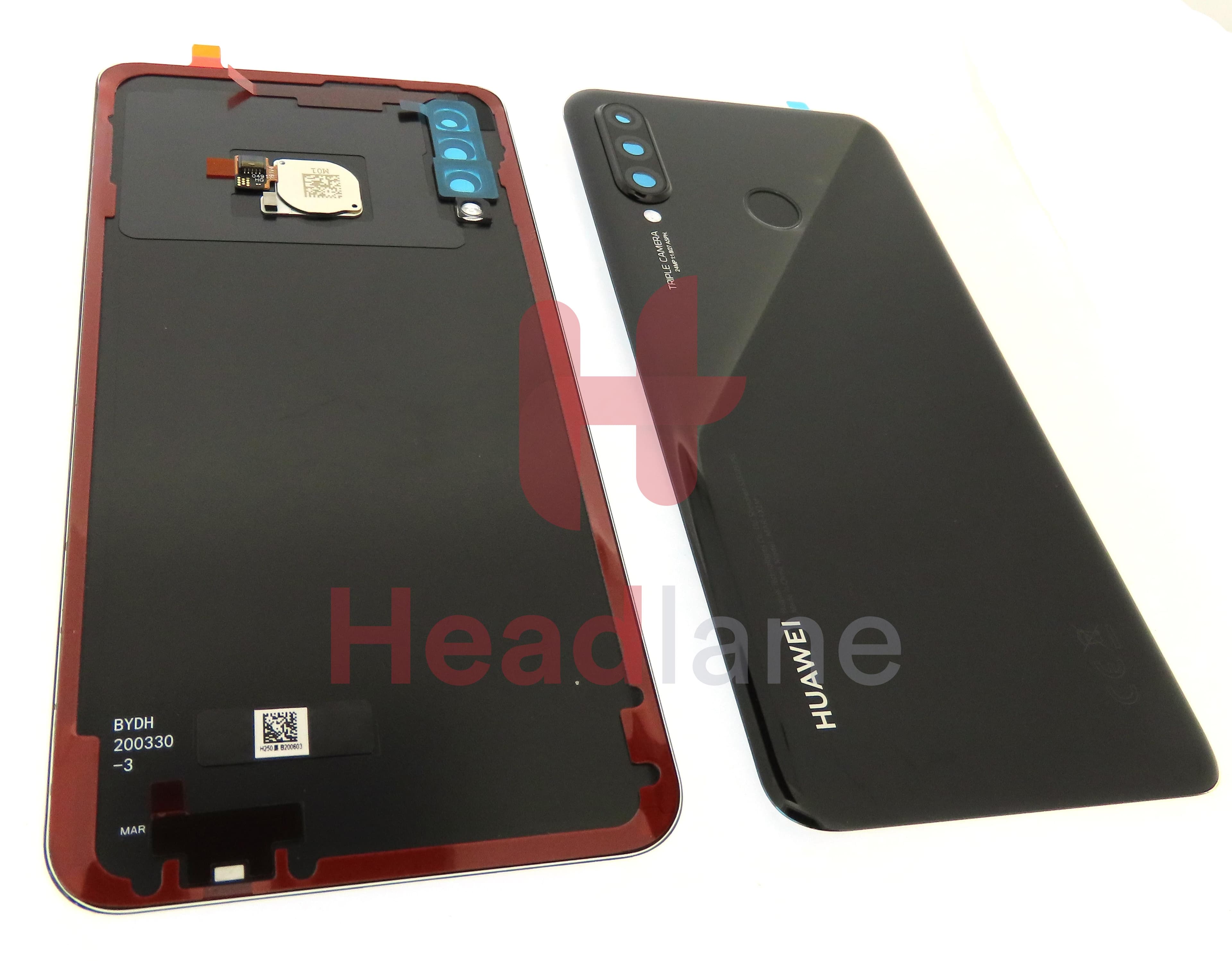 Huawei P30 Lite Back / Battery Cover + Fingerprint Sensor - Black (MAR-LX1M 24MP Rear Camera) - view 2