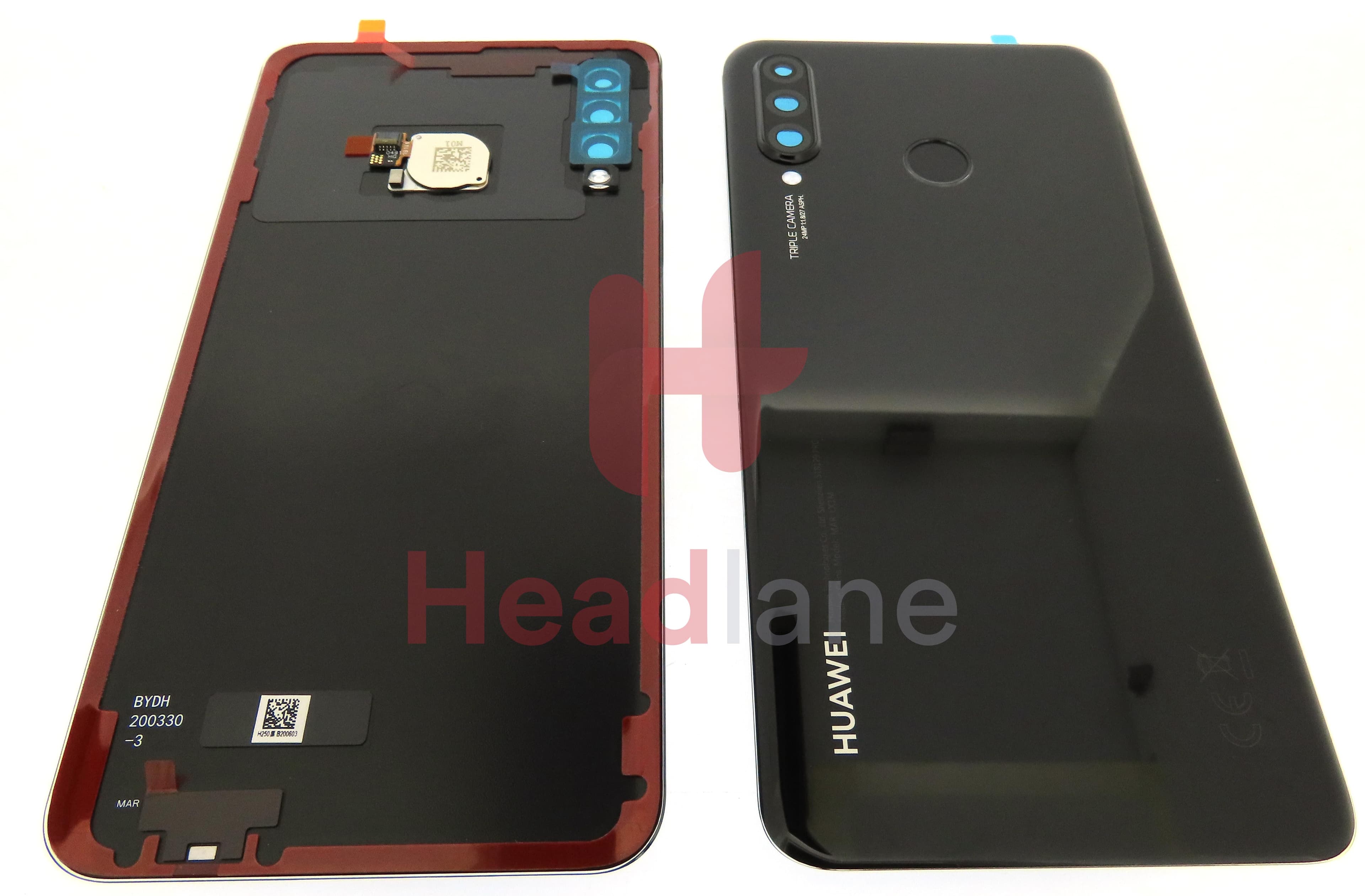 Huawei P30 Lite Back / Battery Cover + Fingerprint Sensor - Black (MAR-LX1M 24MP Rear Camera) - view 3