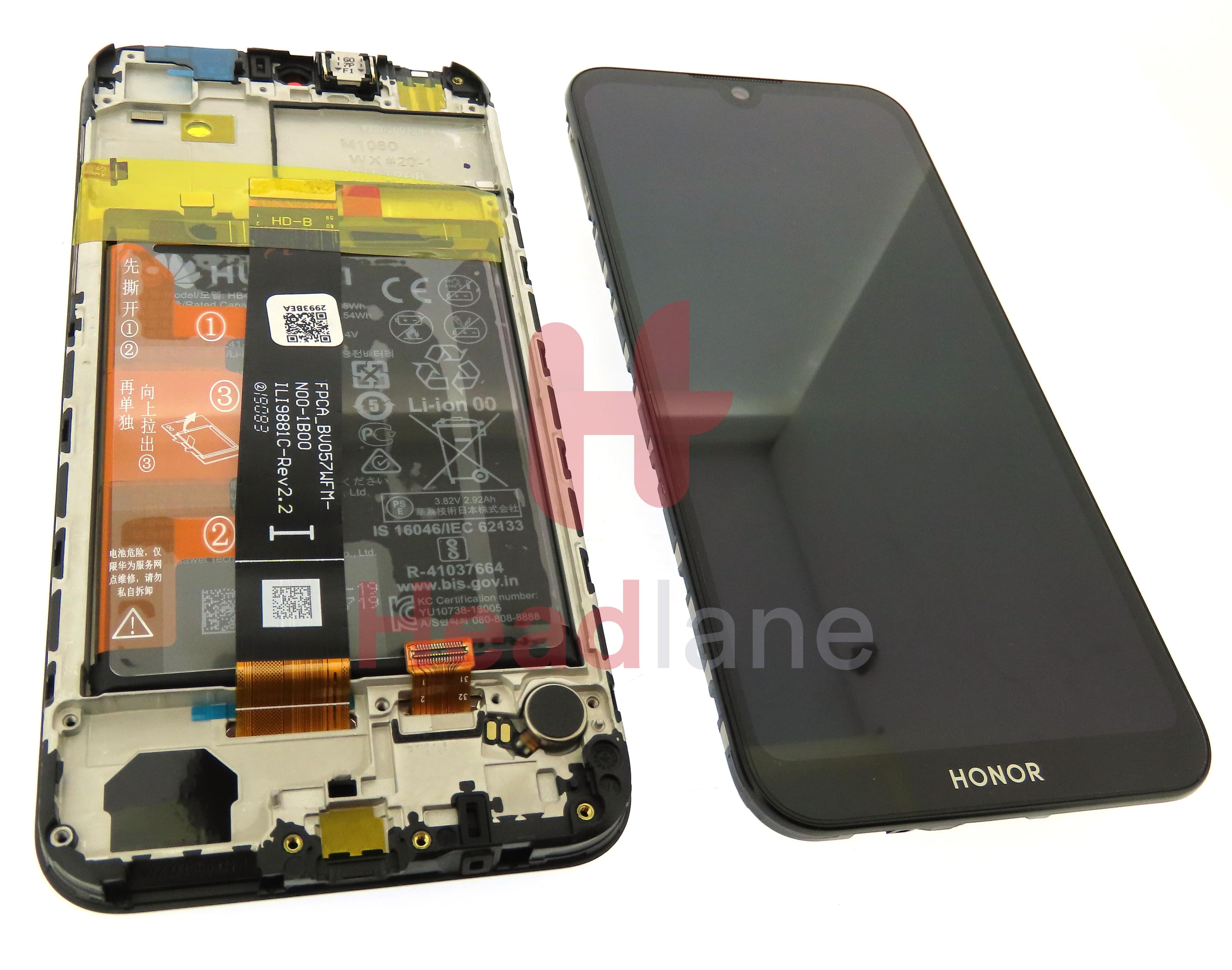 Huawei Honor 8S LCD Display / Screen + Touch + Battery - Black - view 3