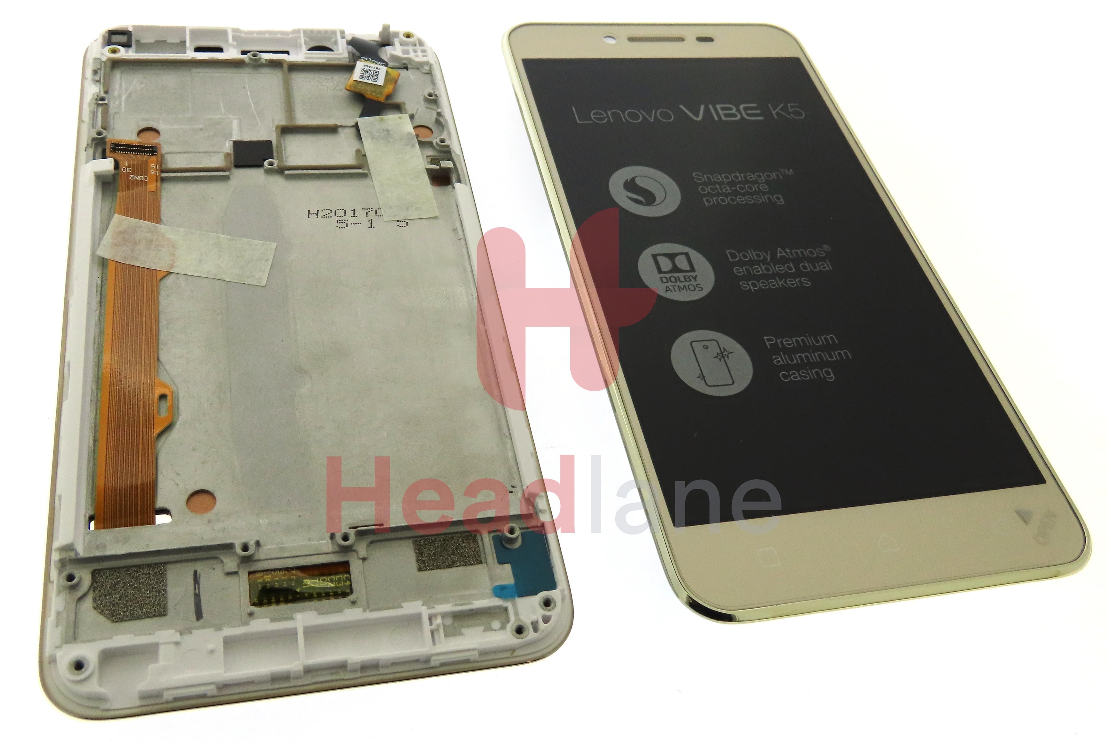 Lenovo / Motorola Vibe K5 LCD Display / Screen + Touch - Gold - view 2