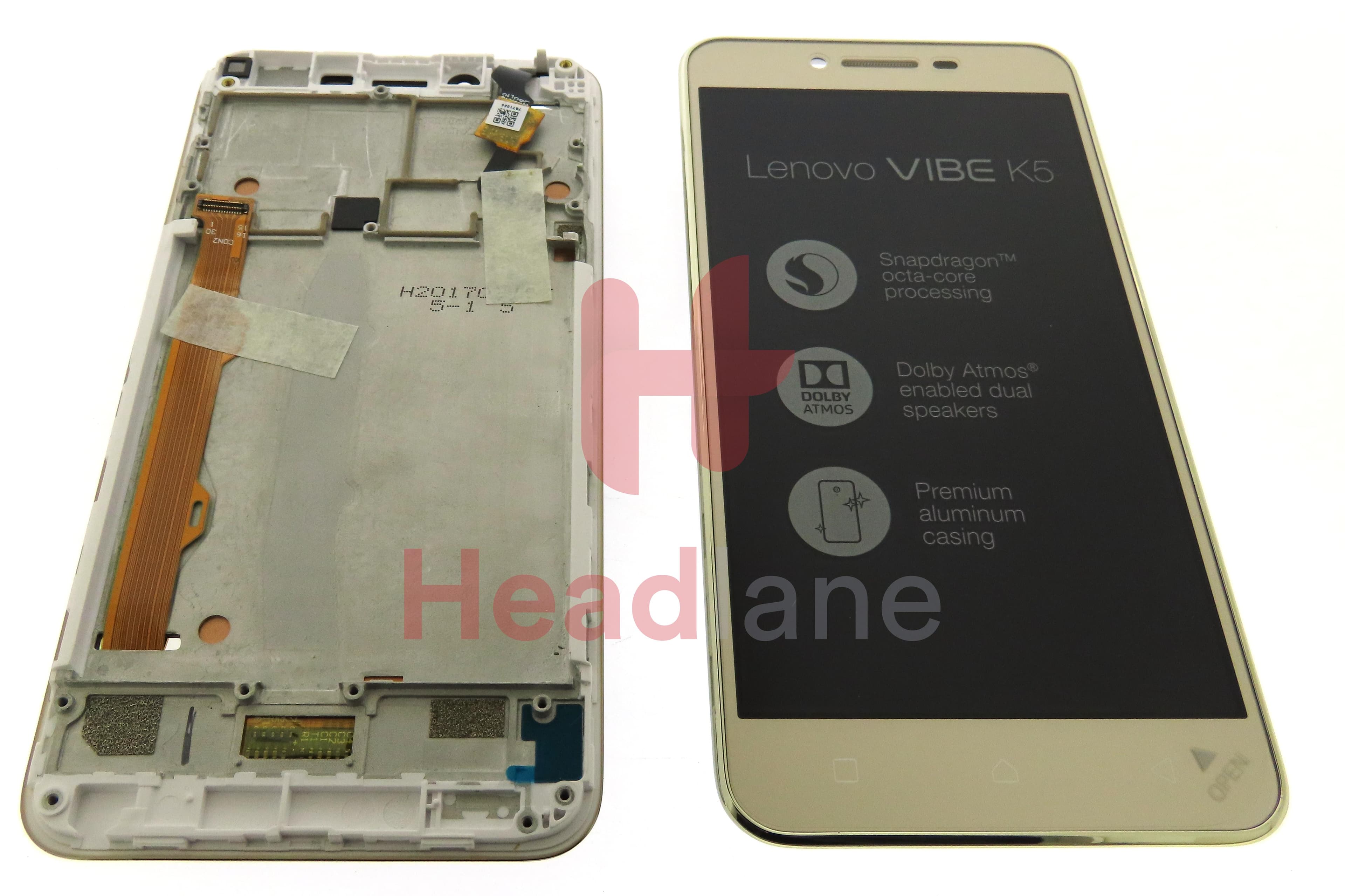 Lenovo / Motorola Vibe K5 LCD Display / Screen + Touch - Gold - view 3