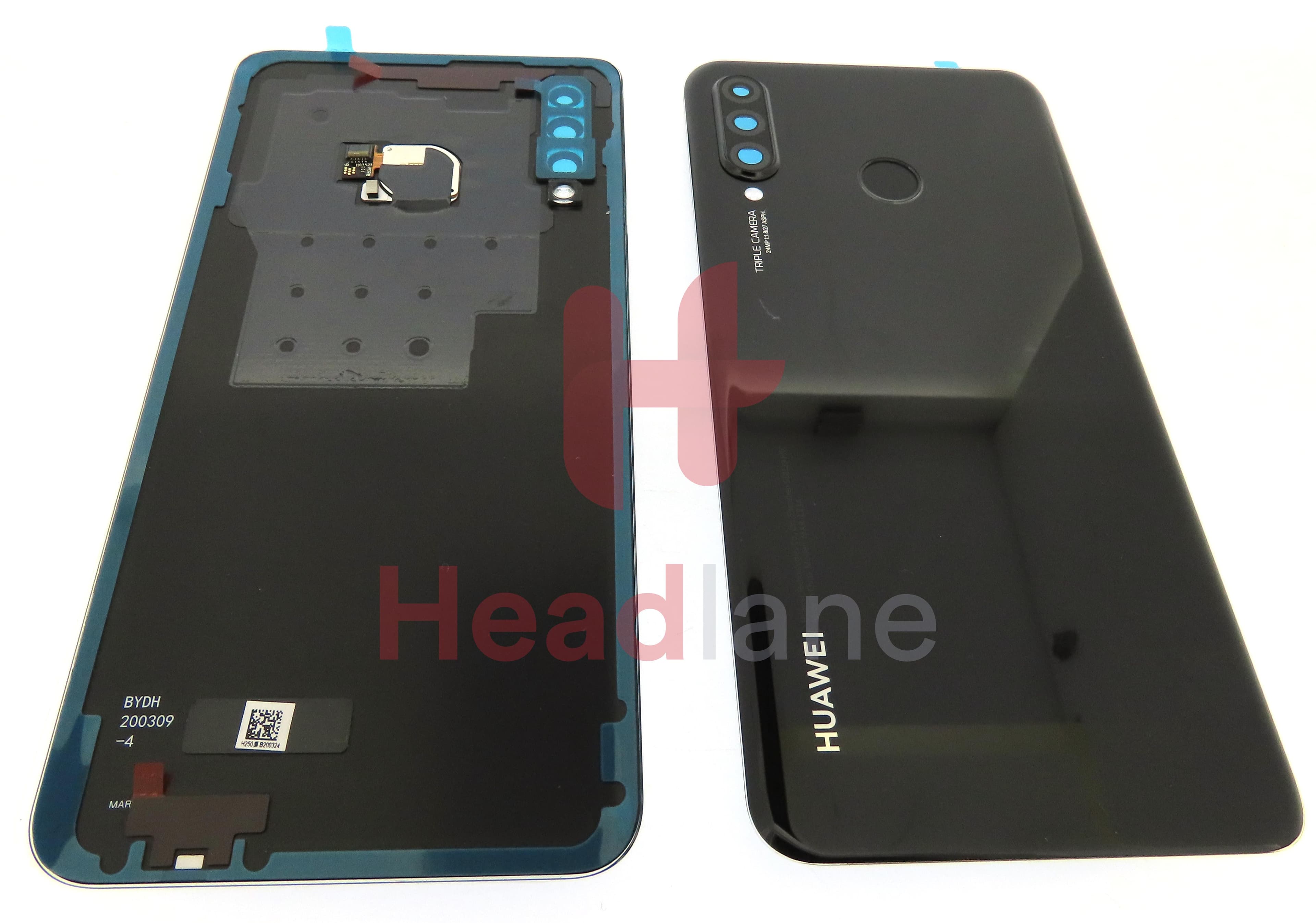 Huawei P30 Lite Back / Battery Cover + Fingerprint Sensor - Black (MAR-LX3A 24MP Rear Camera) - view 3