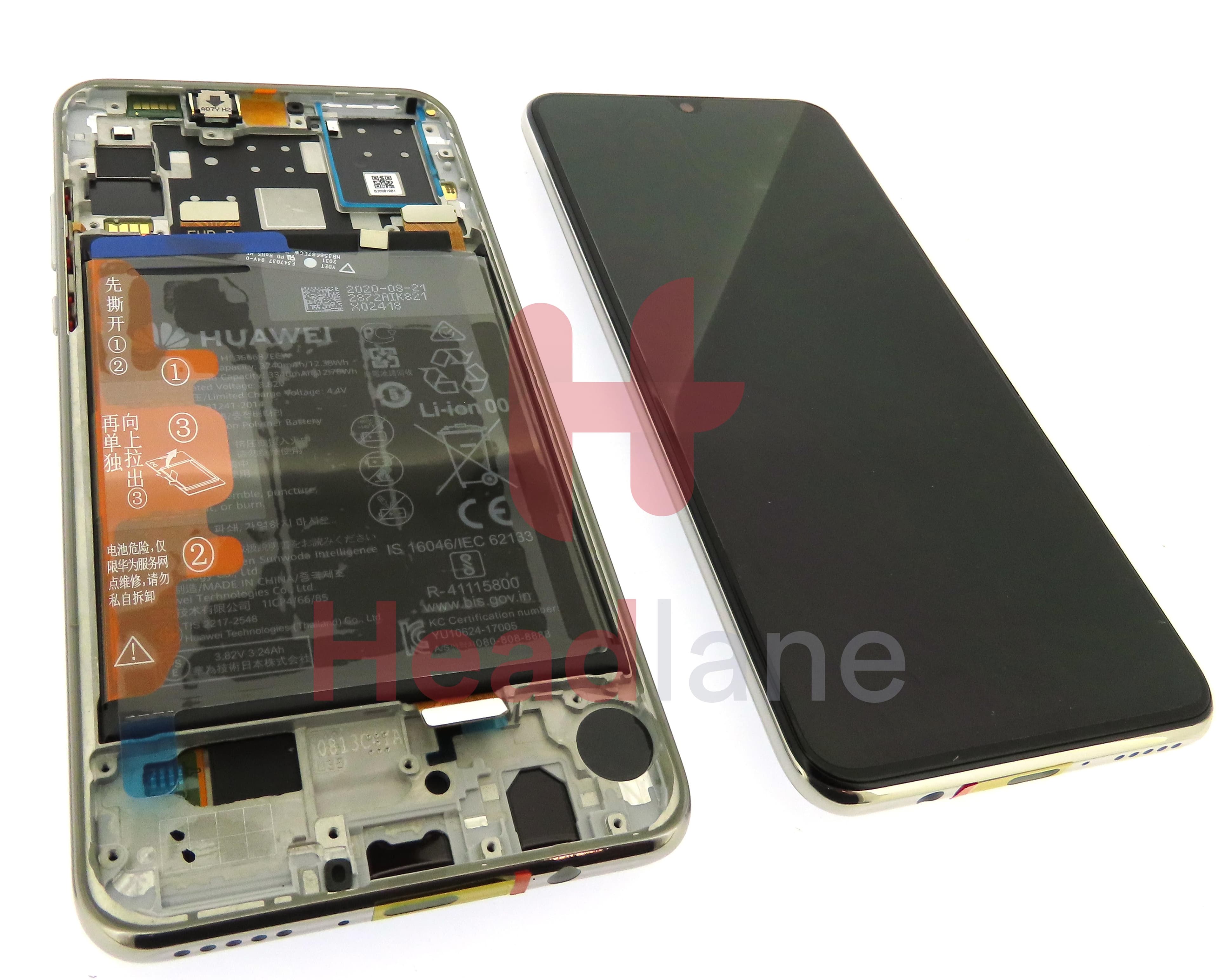 Huawei P30 Lite (NFC / 32MP Front Camera Version) LCD Display / Screen + Touch + Battery Assembly - White - view 2