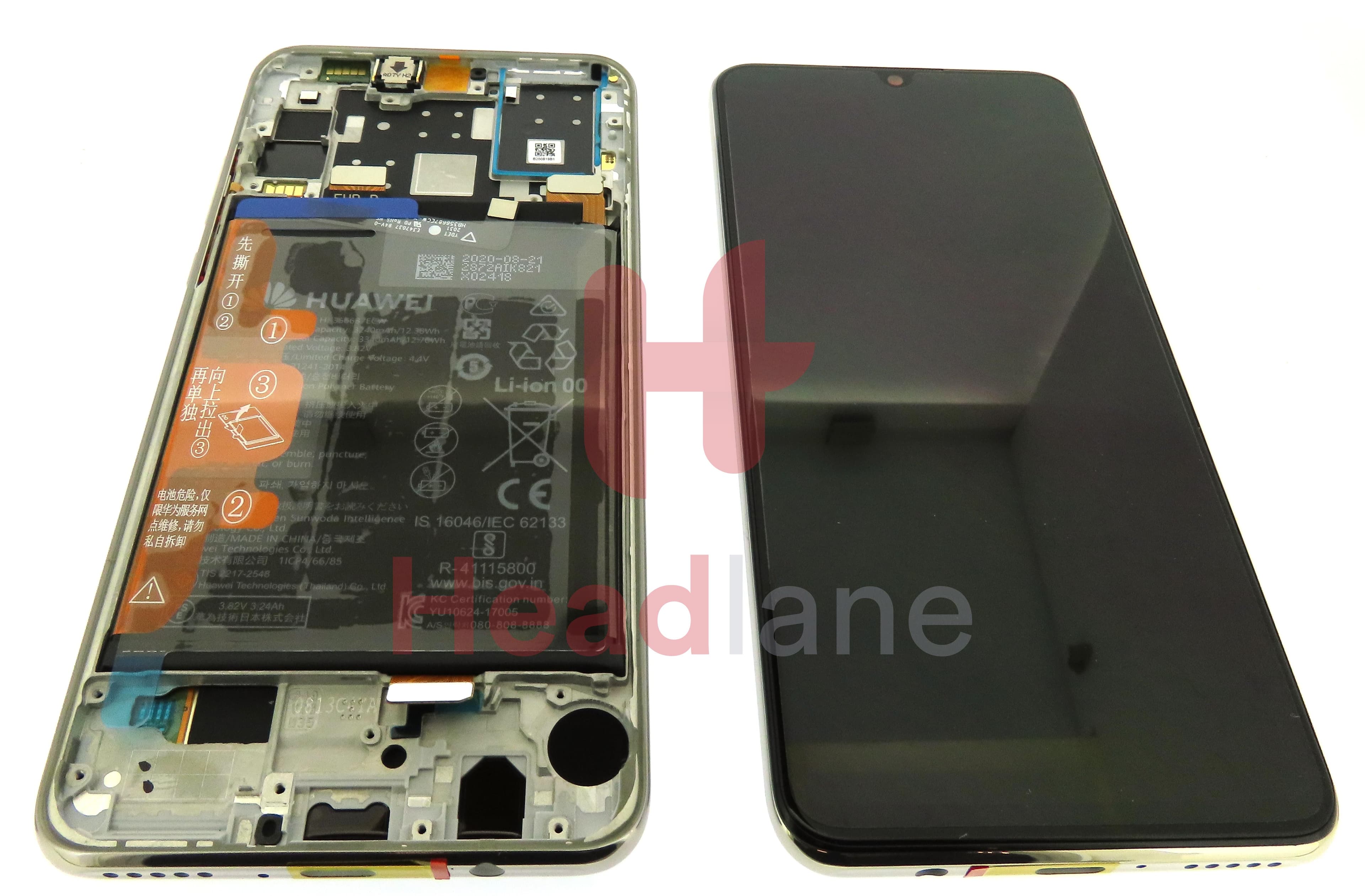 Huawei P30 Lite (NFC / 32MP Front Camera Version) LCD Display / Screen + Touch + Battery Assembly - White - view 3