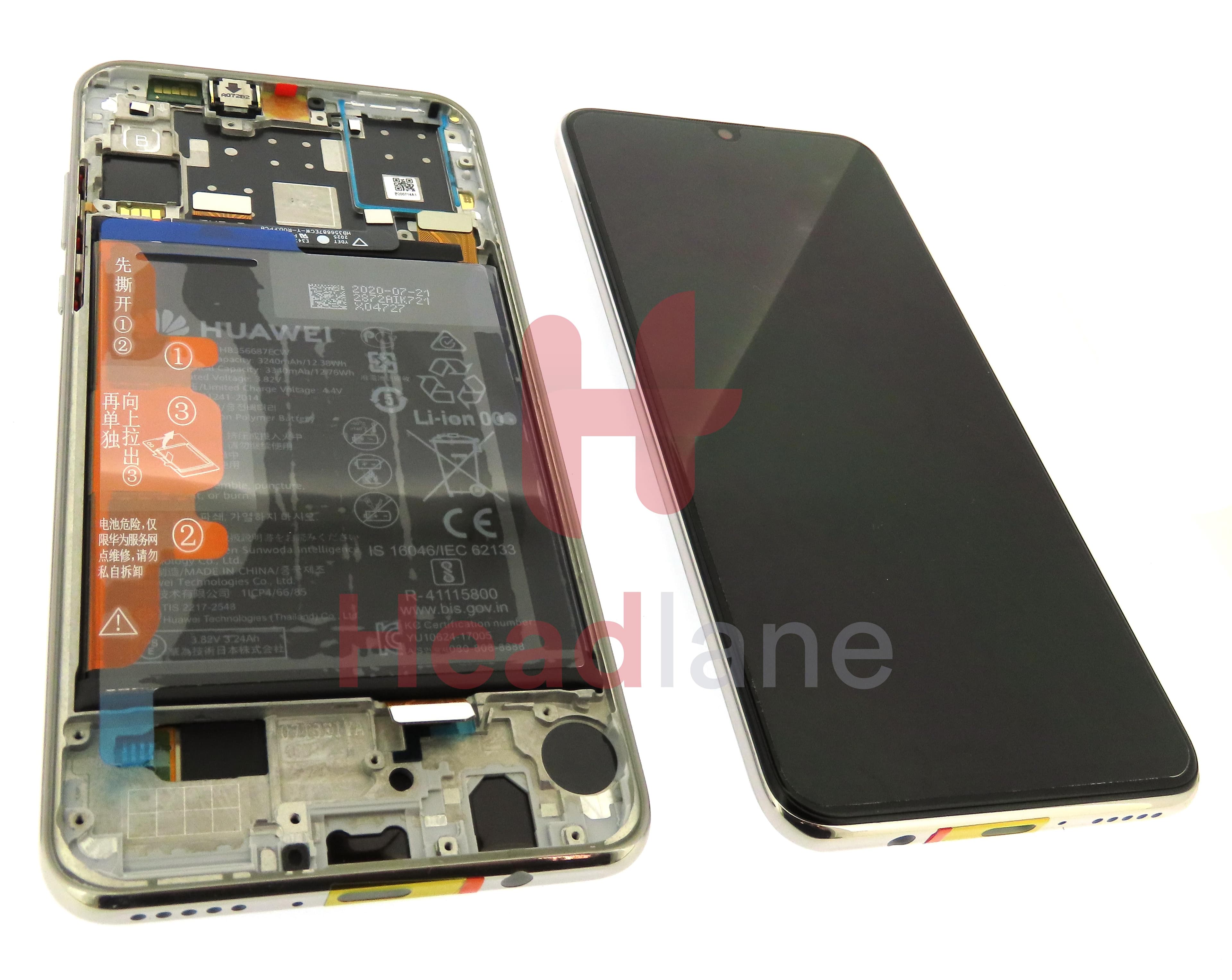 Huawei P30 Lite (New Edition) (MAR-LX1B) LCD Display / Screen + Touch + Battery Assembly - White - view 2