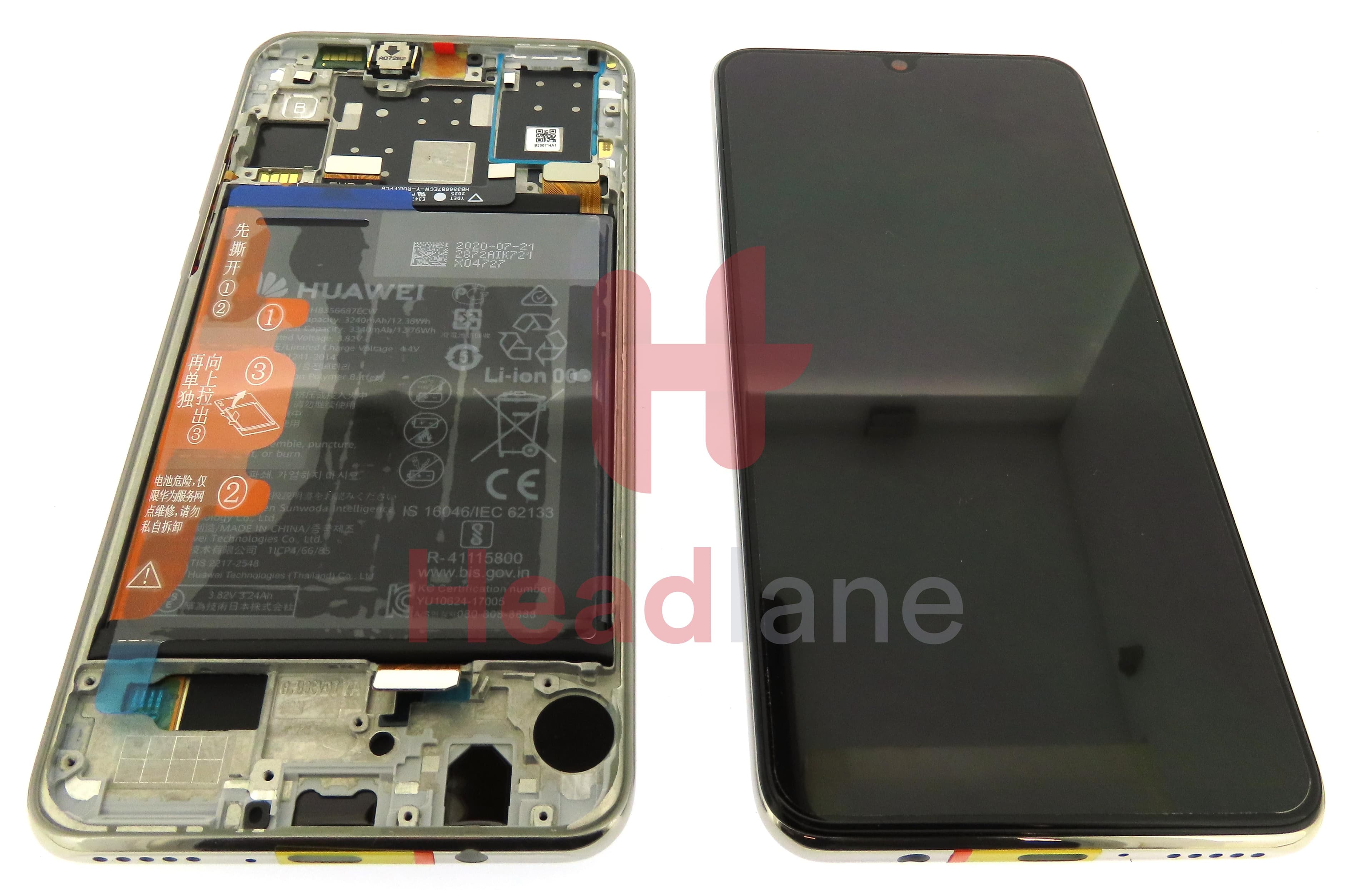 Huawei P30 Lite (New Edition) (MAR-LX1B) LCD Display / Screen + Touch + Battery Assembly - White - view 3