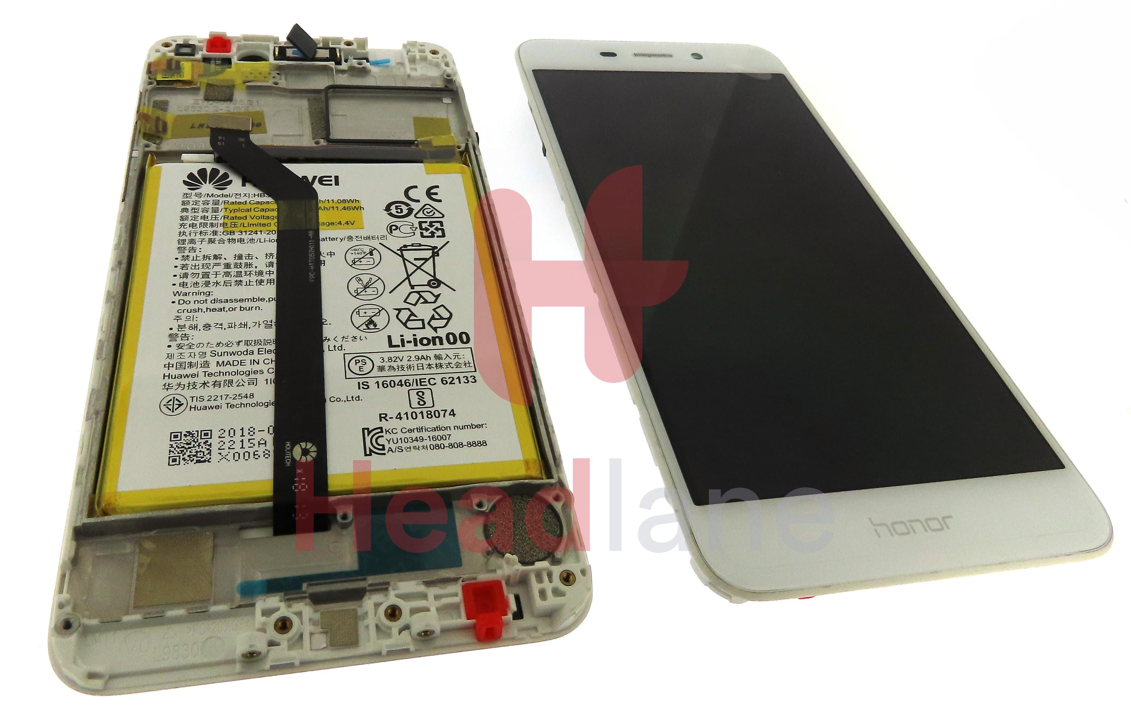 Huawei Honor 6C Pro LCD Display / Screen + Touch + Battery - White - view 2