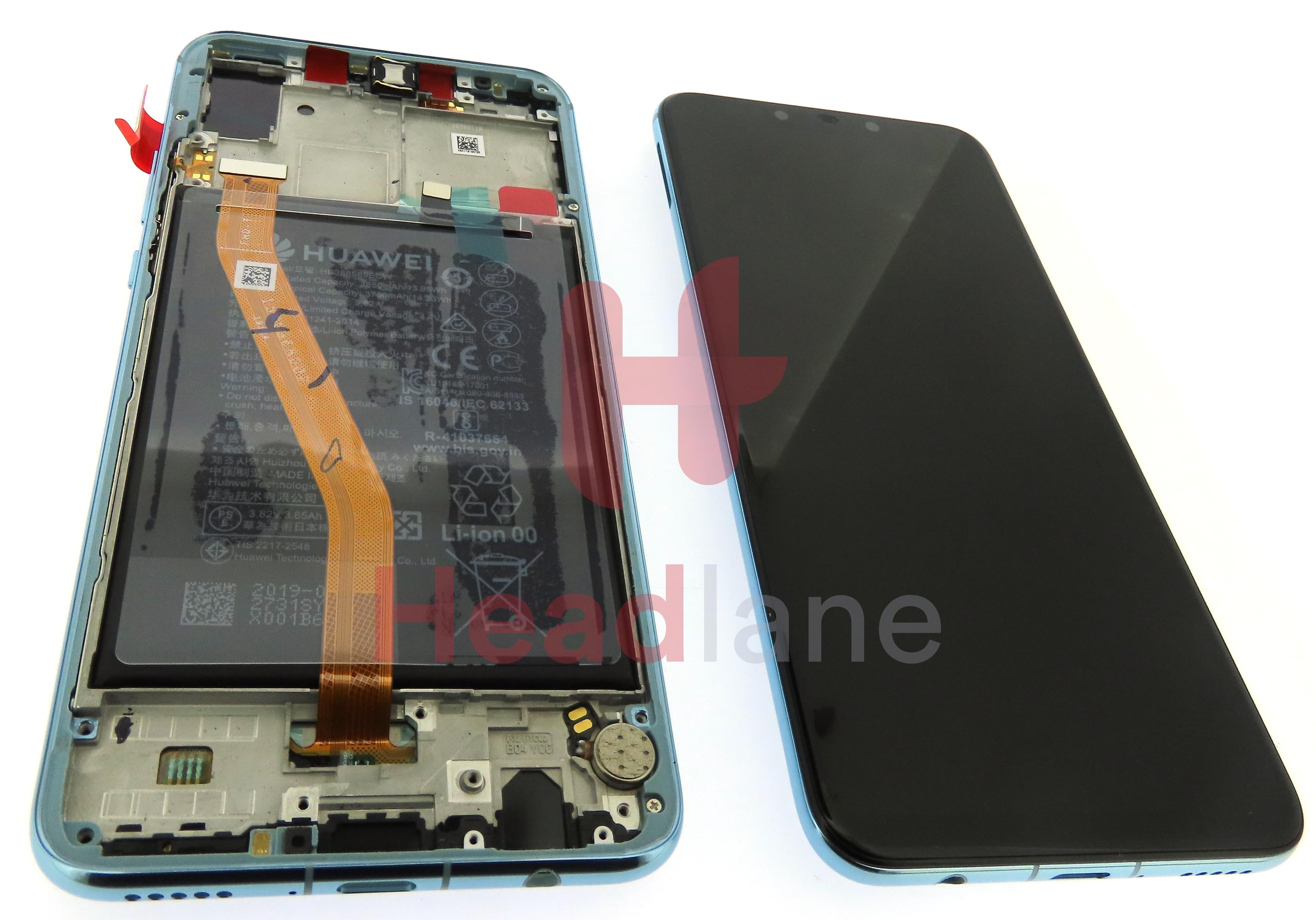 Huawei Nova 3 LCD Display / Screen + Touch + Battery - Blue - view 2