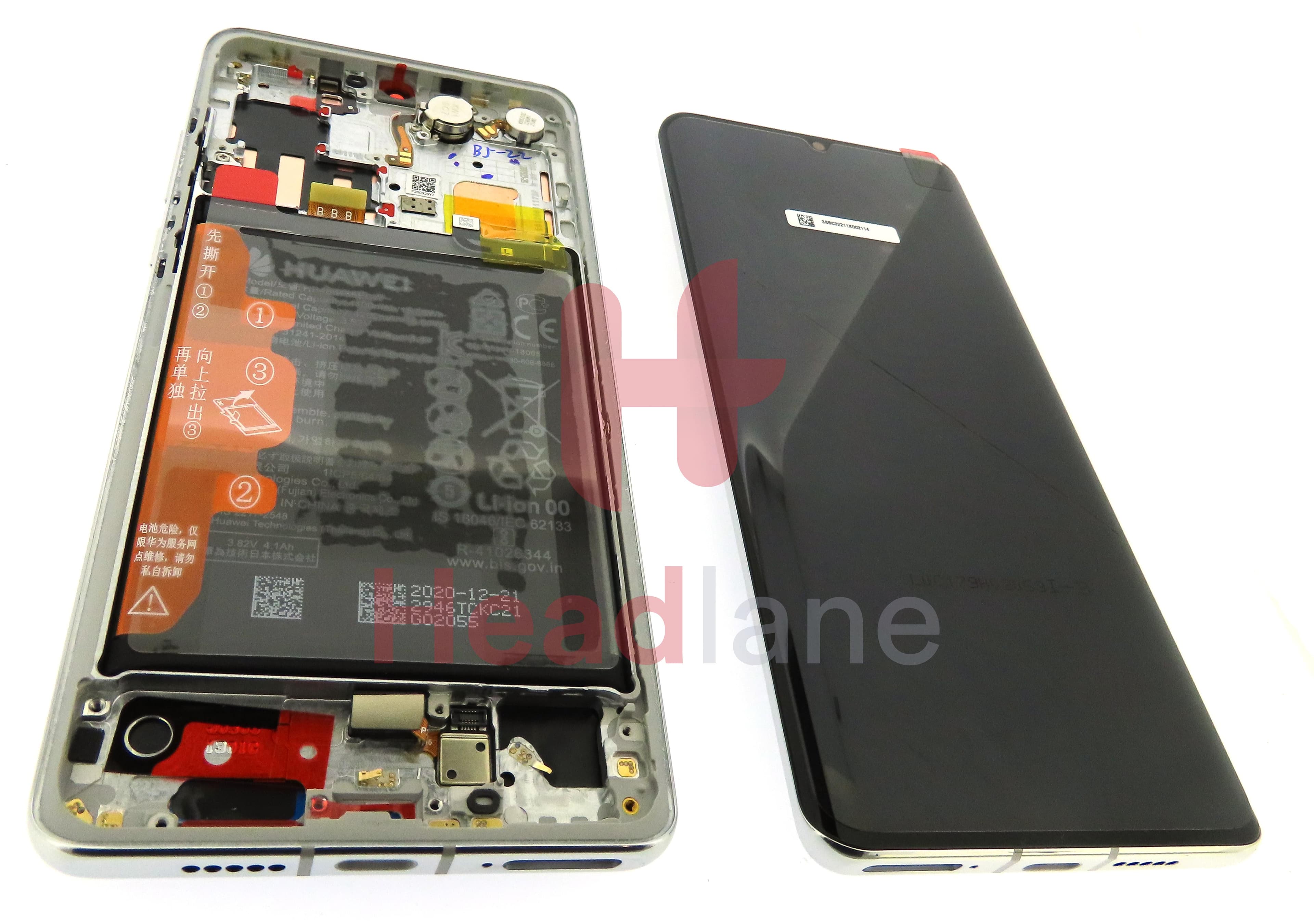Huawei P30 Pro LCD Display / Screen + Touch + Battery Assembly - Silver - view 2