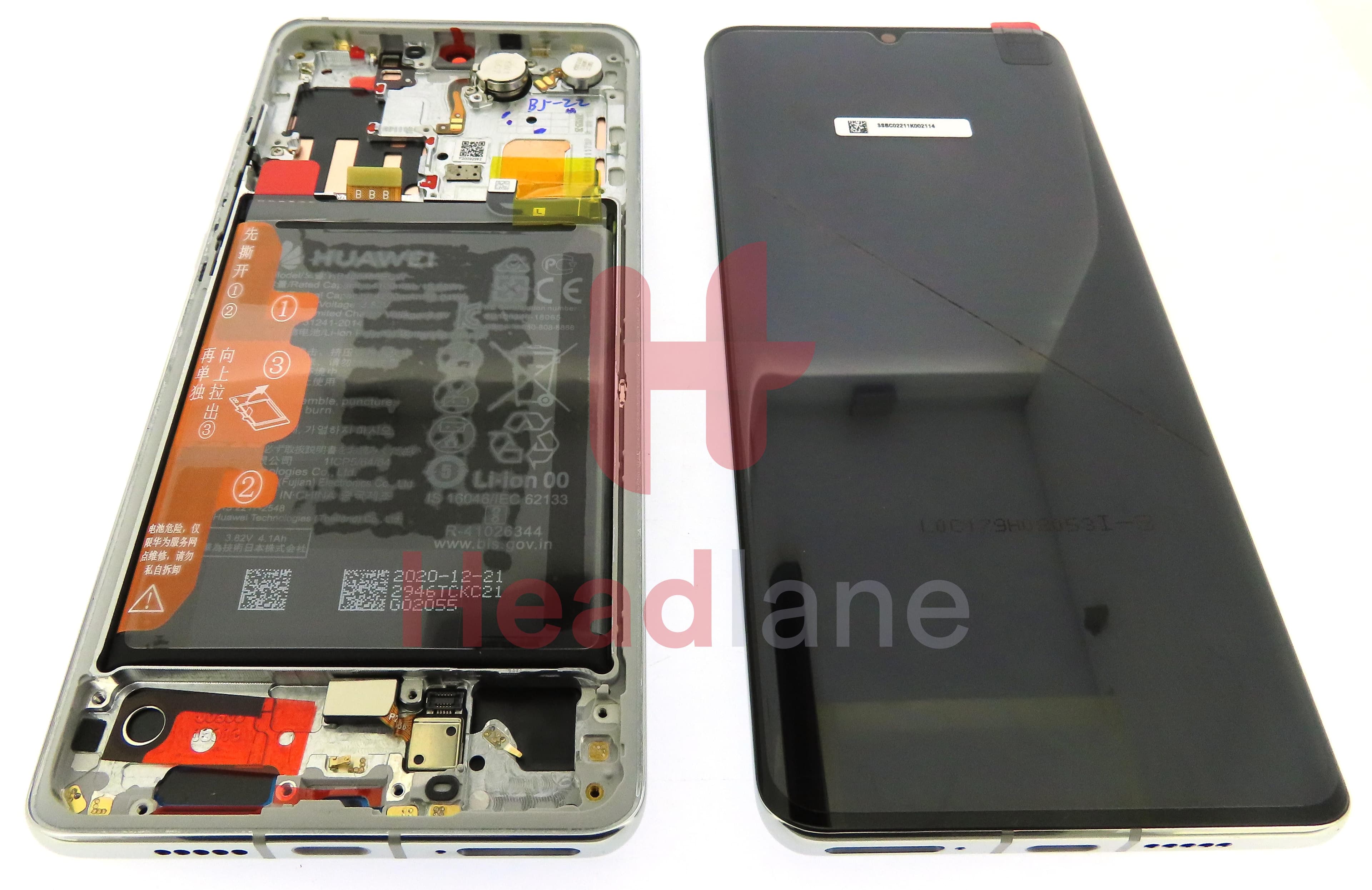 Huawei P30 Pro LCD Display / Screen + Touch + Battery Assembly - Silver - view 3