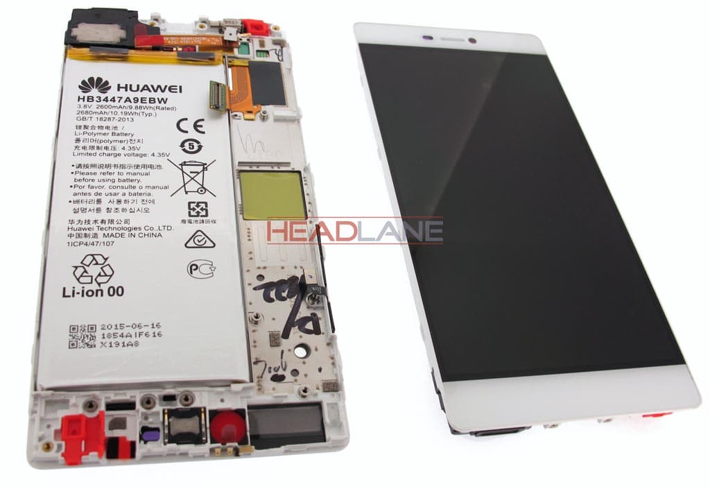 Huawei P8 LCD Display / Screen + Touch + Battery Assembly - White - view 2