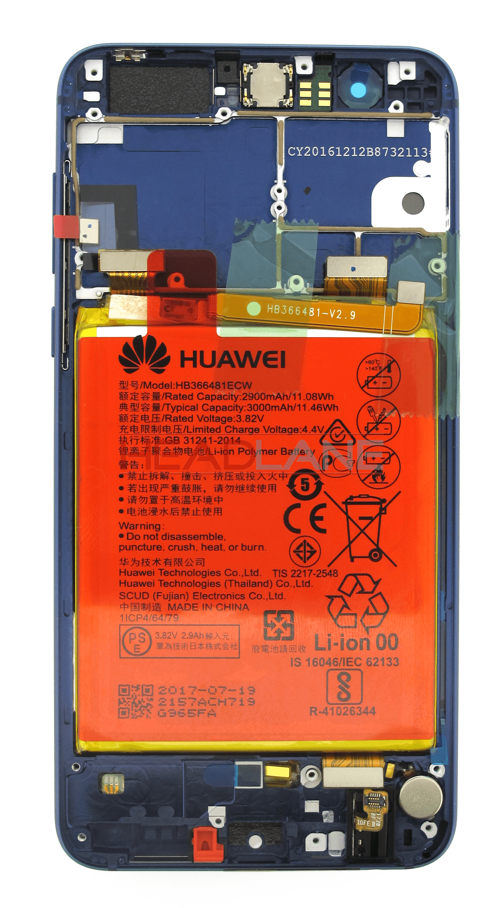 Huawei Honor 8 LCD Display / Screen + Touch + Battery - Blue - view 2