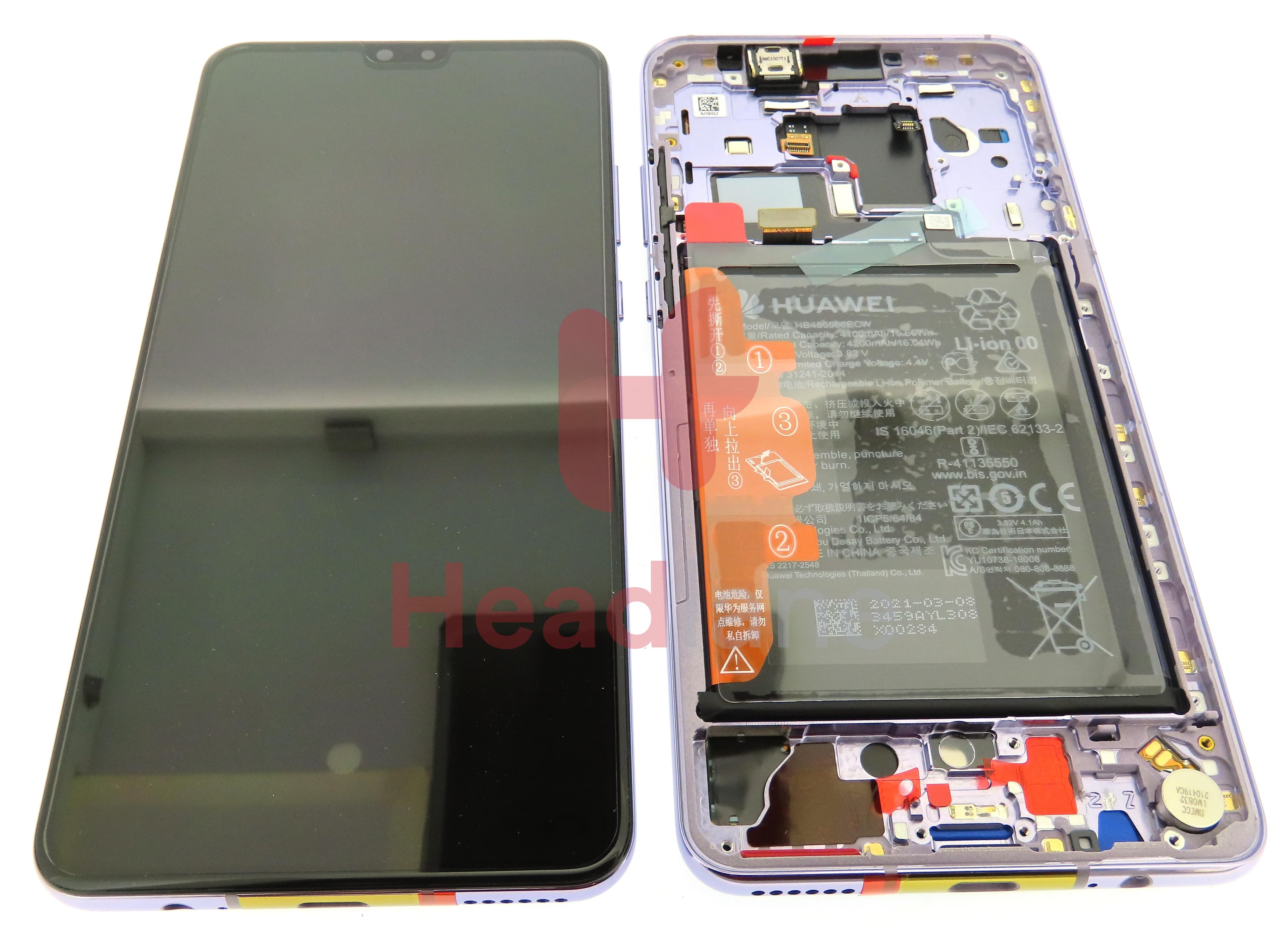 Huawei Mate 30 LCD Display / Screen + Touch + Battery - Silver - view 2