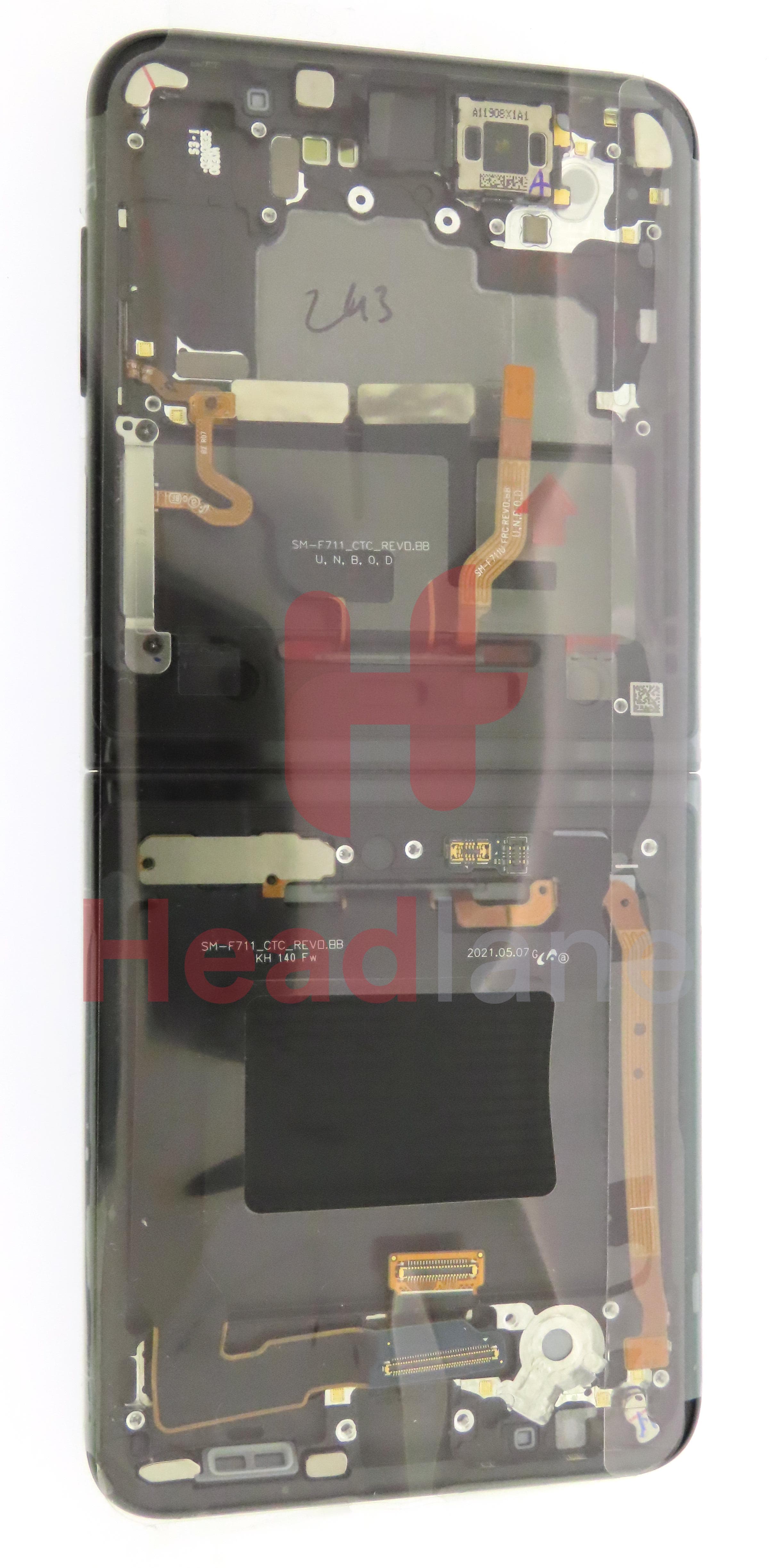 Samsung SM-F711 Galaxy Z Flip3 5G LCD Display / Screen + Touch - Black (No Camera) - view 3
