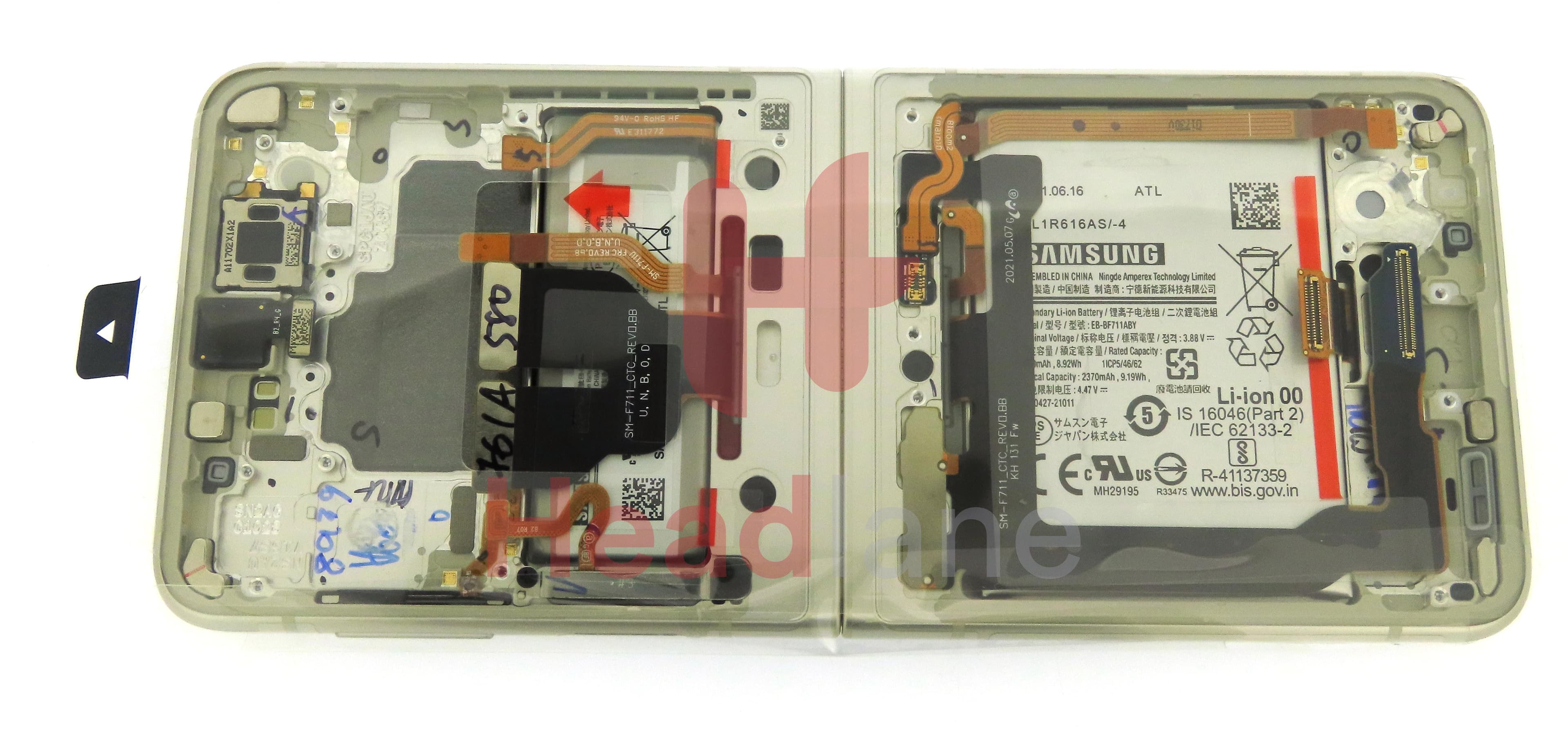 Samsung SM-F711 Galaxy Z Flip3 5G LCD Display / Screen + Touch + Battery - Cream - view 3